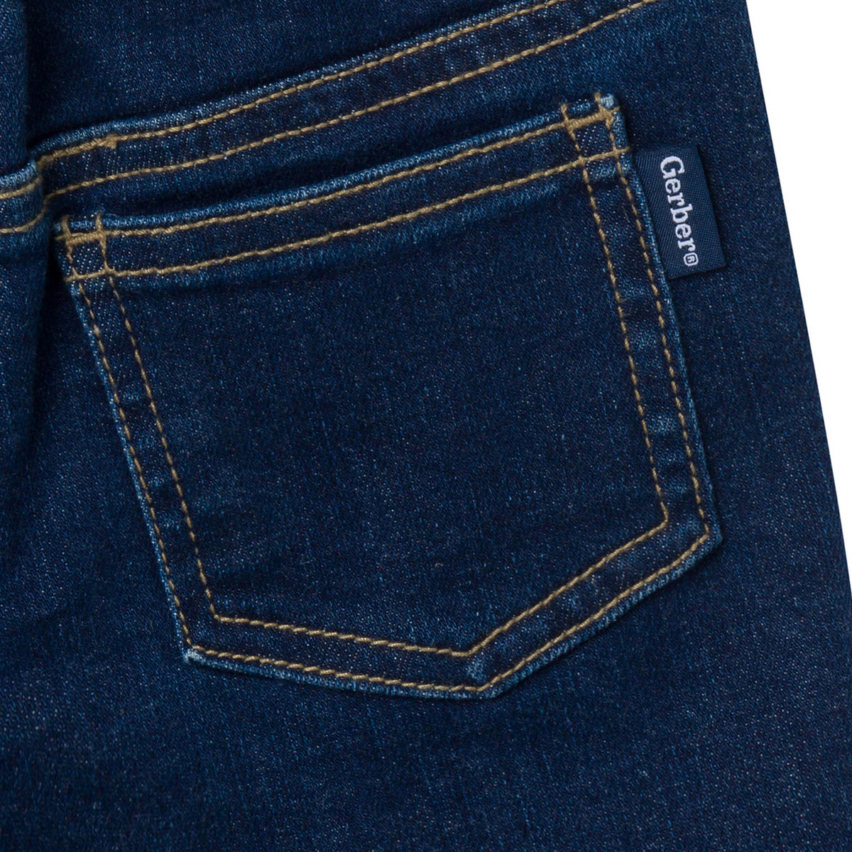 Infant & Toddler Neutral Dark Wash Denim Shorts, close-up detail 1
