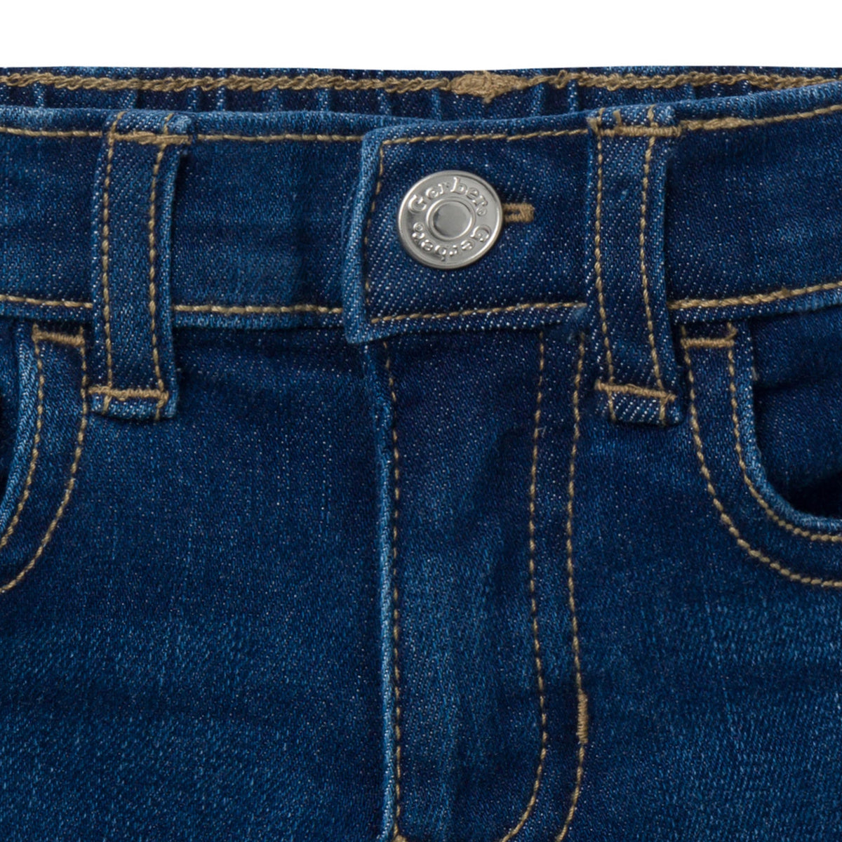 Infant & Toddler Neutral Dark Wash Denim Shorts, close-up detail 4