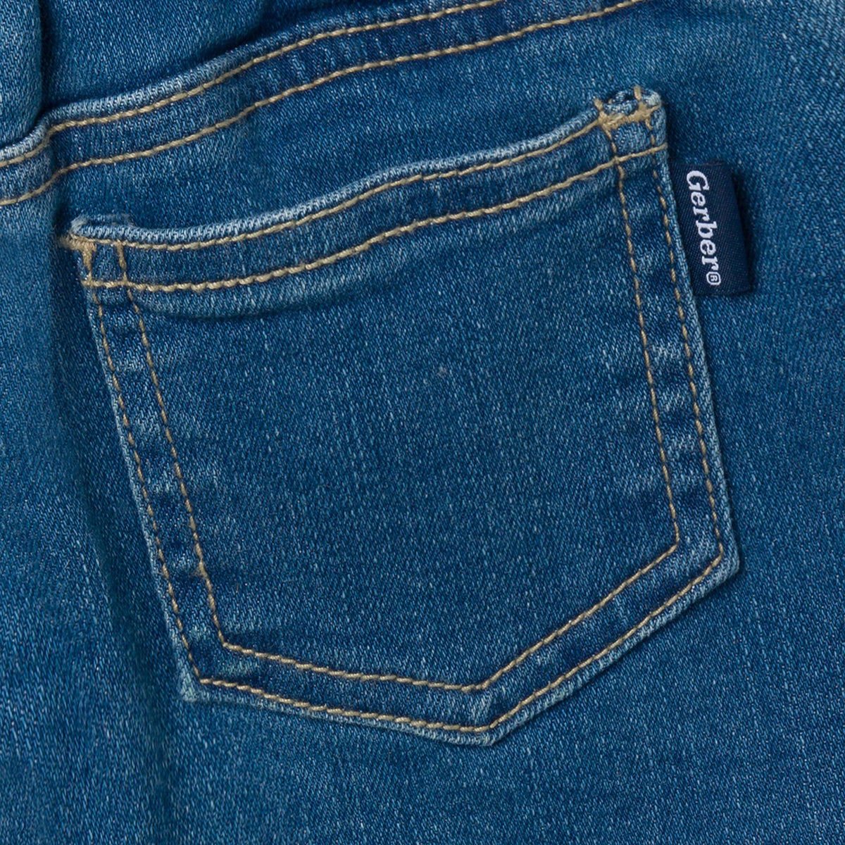 Infant & Toddler Neutral Light Wash Denim Shorts, close-up detail 1