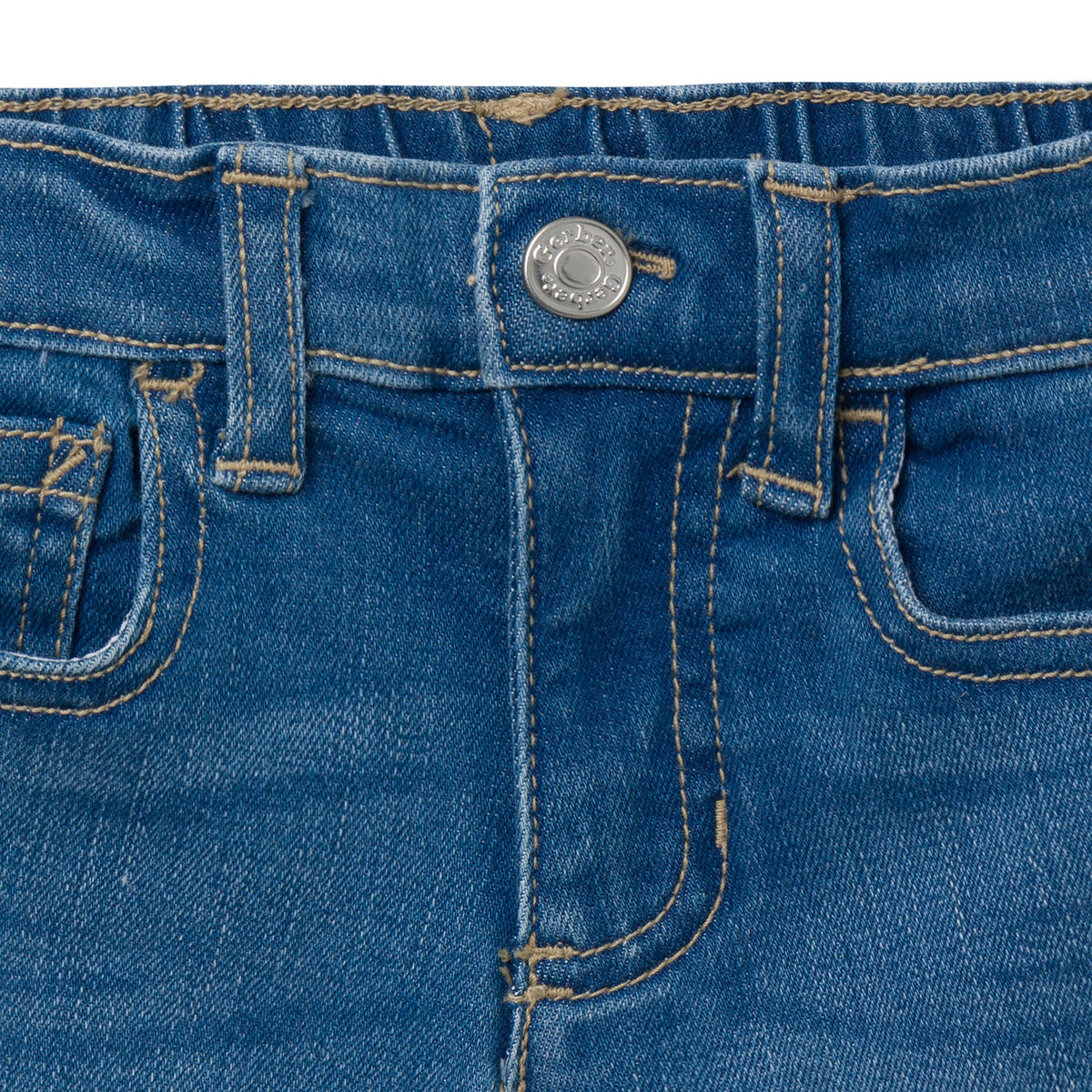 Infant & Toddler Neutral Light Wash Denim Shorts, close-up detail 4