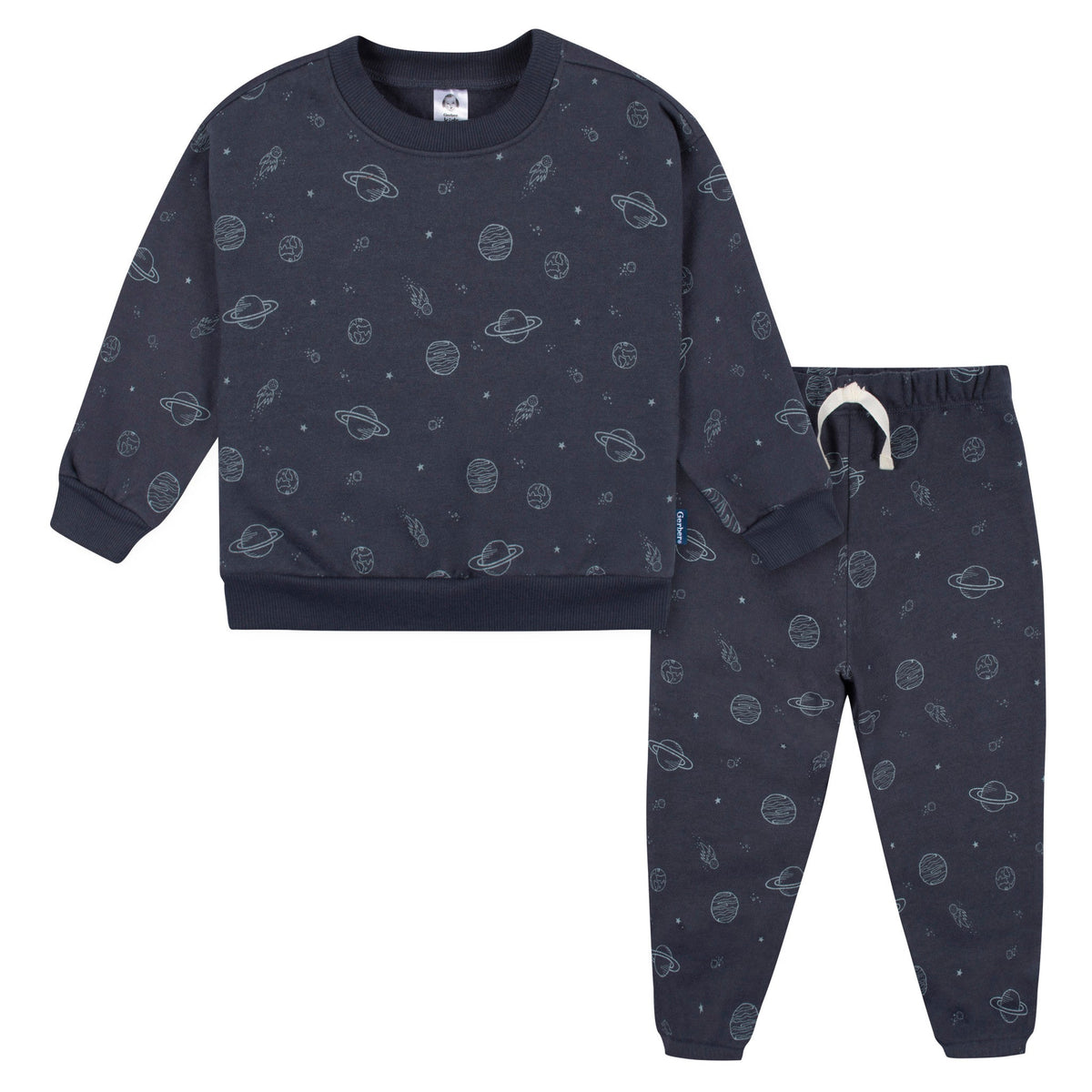CASE of 2-Piece Toddler Boys Navy Space Sweatshirt & Pant