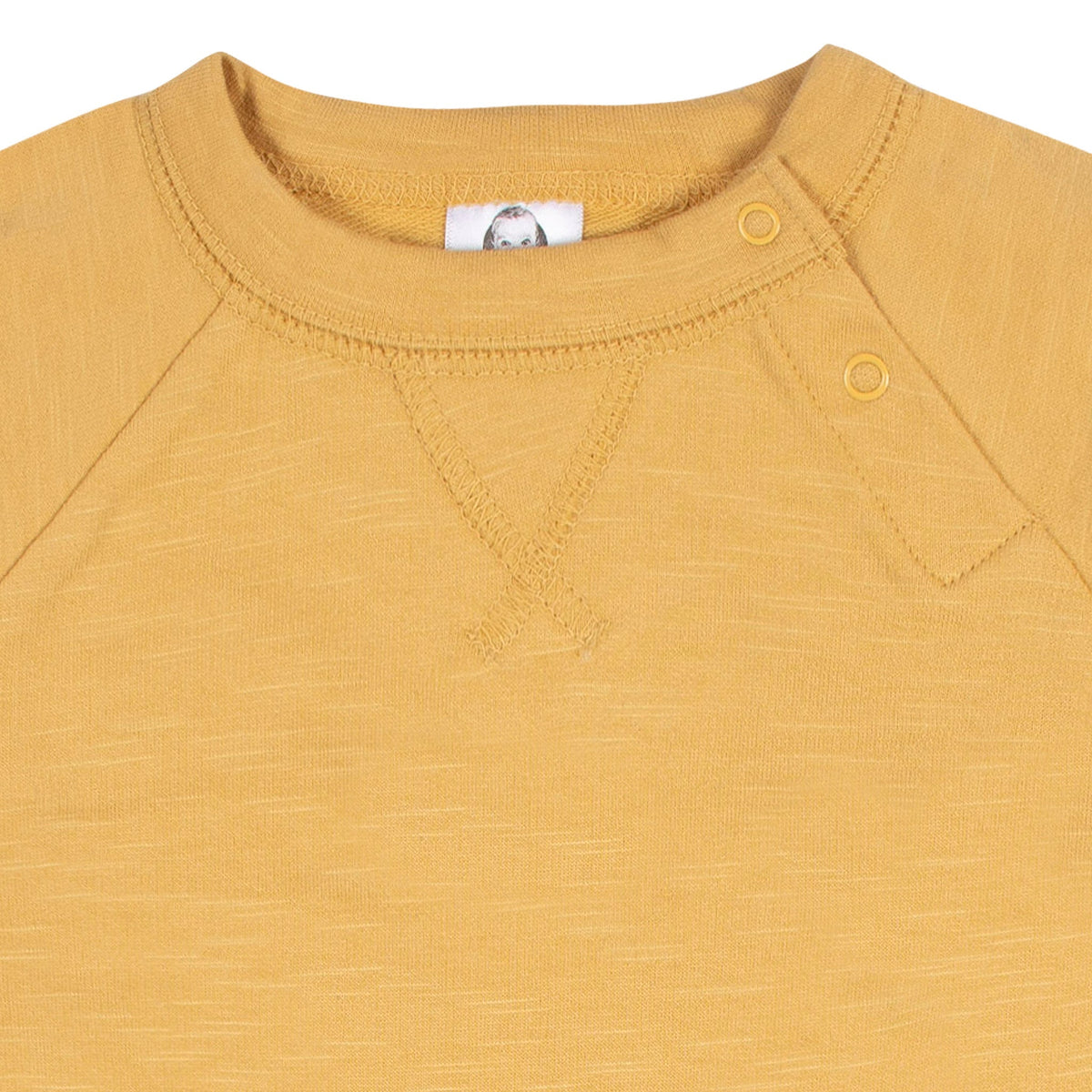 2-Pack Baby Boys Grey/Yellow Raglan Sleeve Romper, close-up detail 5