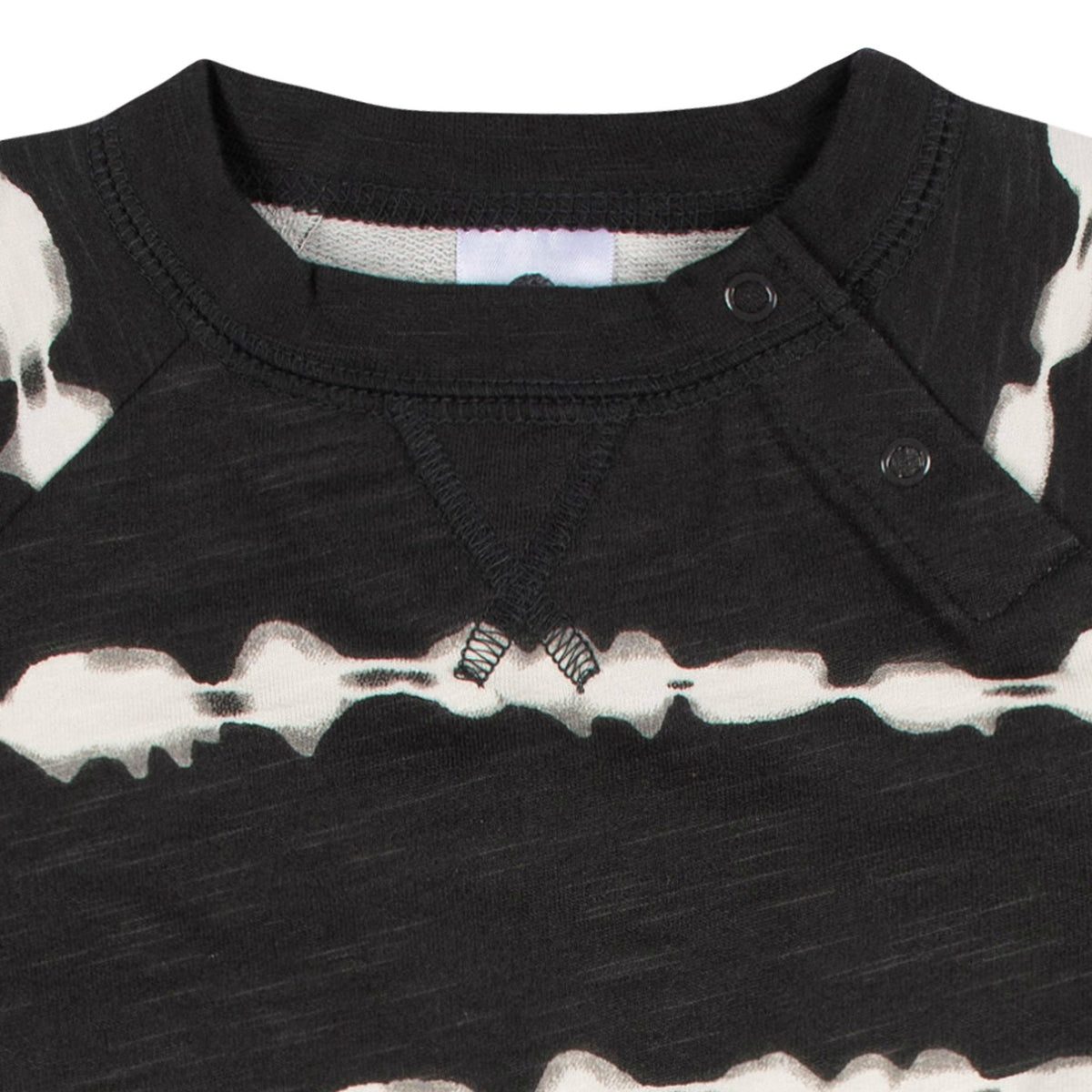 2-Pack Baby Boys Dark Grey/Blue Raglan Sleeve Romper, close-up detail 2