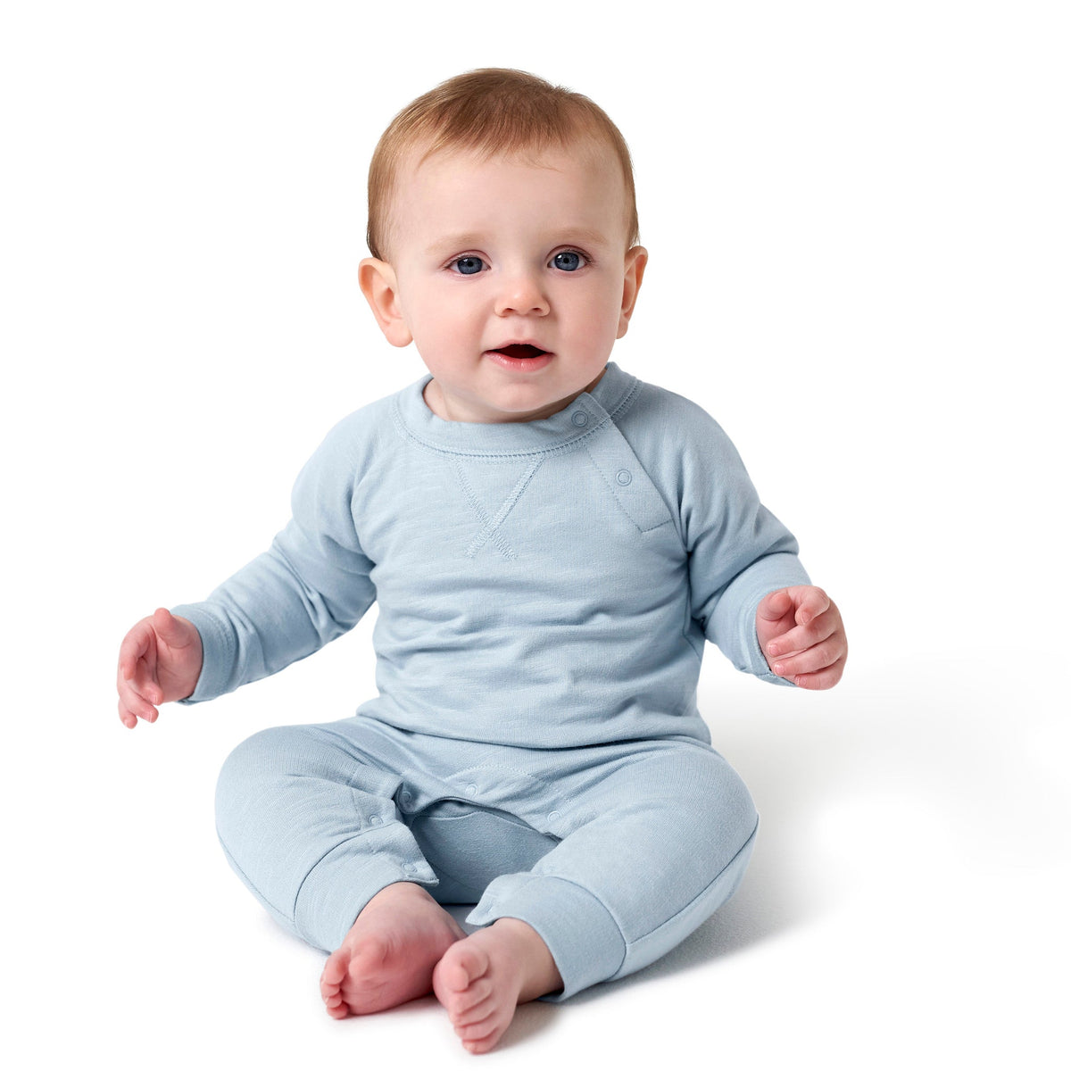 2-Pack Baby Boys Dark Grey/Blue Raglan Sleeve Romper, lifestyle photo 3