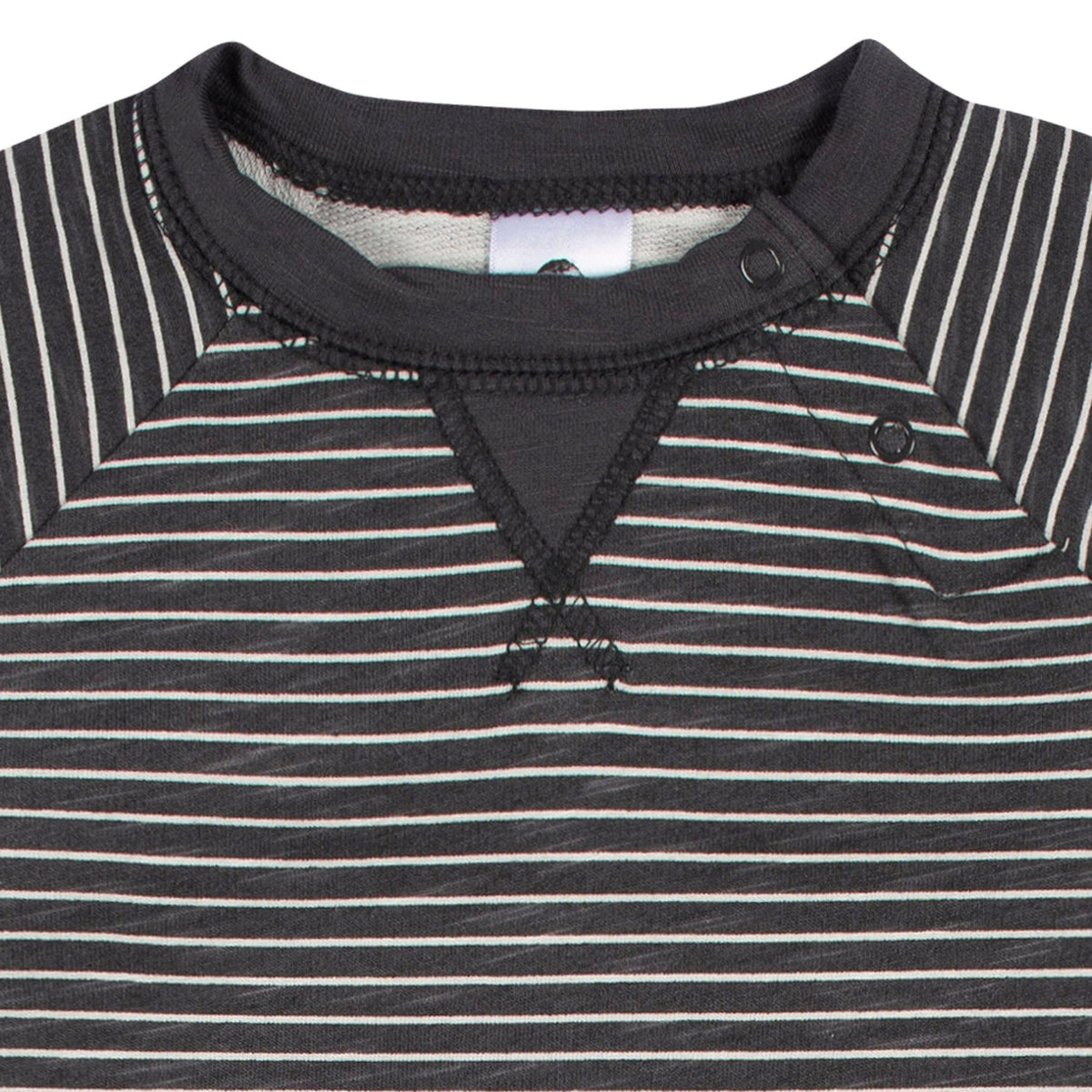 2-Pack Baby Boys Heather/Drk Grey Raglan Sleeve Romper, close-up detail 1