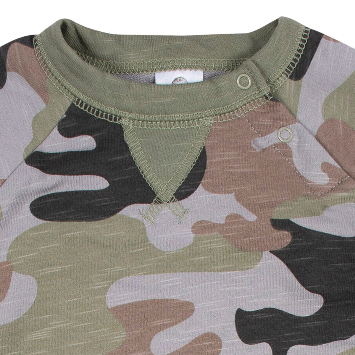 2-Pack Baby Boys Green Raglan Sleeve Romper, close-up detail 4