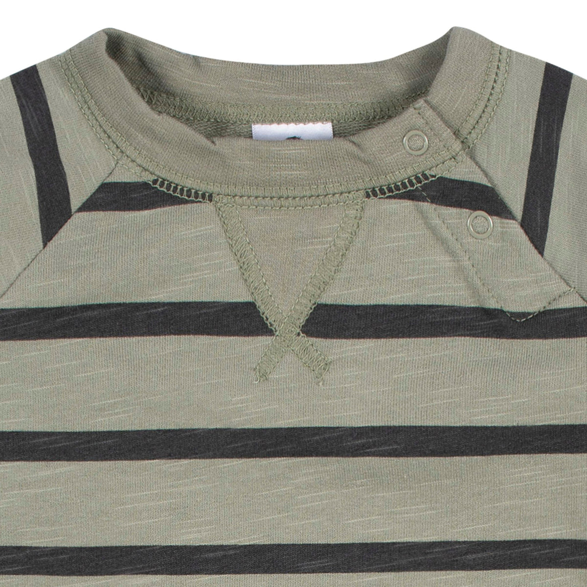 2-Pack Baby Boys Green Raglan Sleeve Romper, close-up detail 5