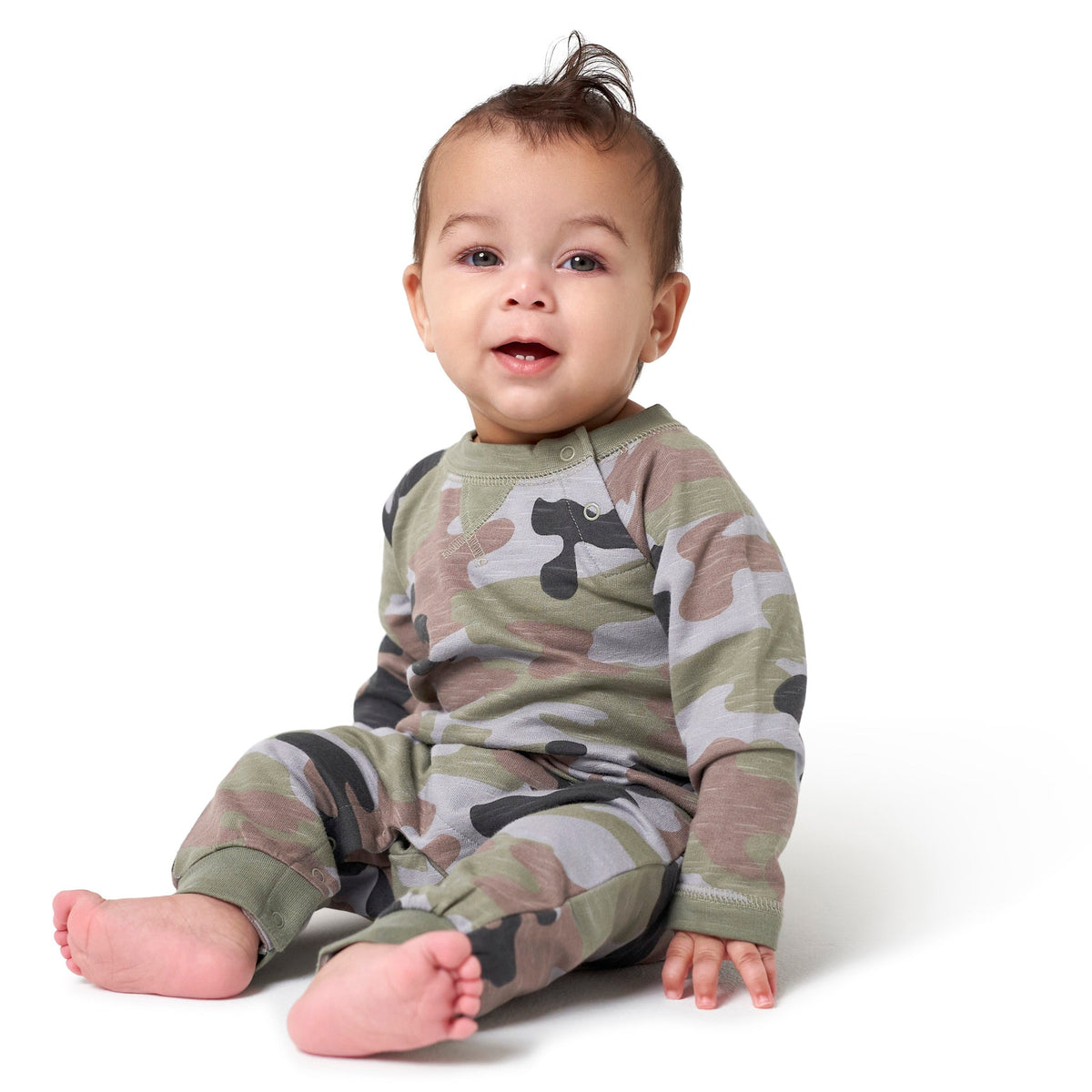 2-Pack Baby Boys Green Raglan Sleeve Romper, lifestyle photo 1