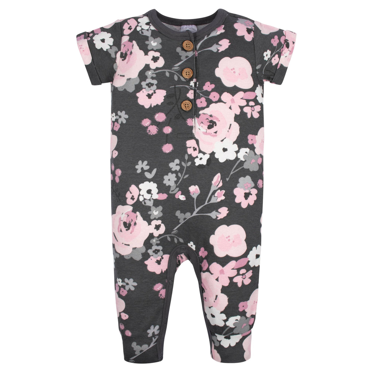 2-Pack Baby Girls Floral & Daisies Short Sleeve Rompers, additional view 2