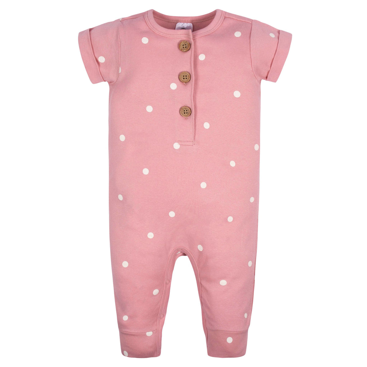 2-Pack Baby Girls Floral & Dots Short Sleeve Rompers, additional view 1