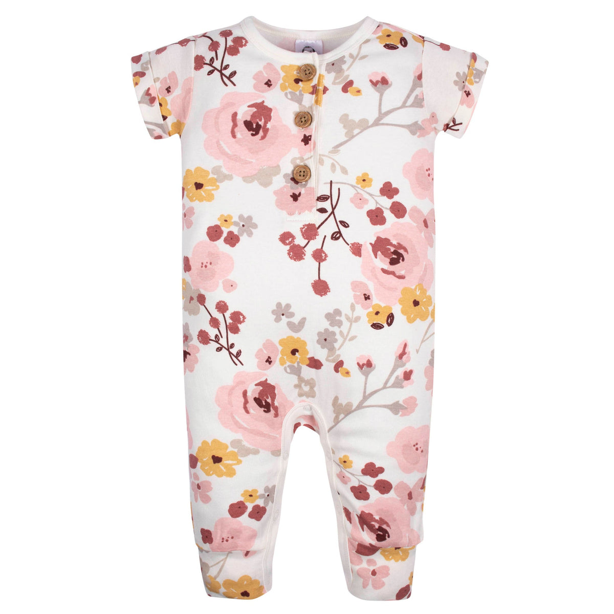2-Pack Baby Girls Floral & Dots Short Sleeve Rompers, additional view 2