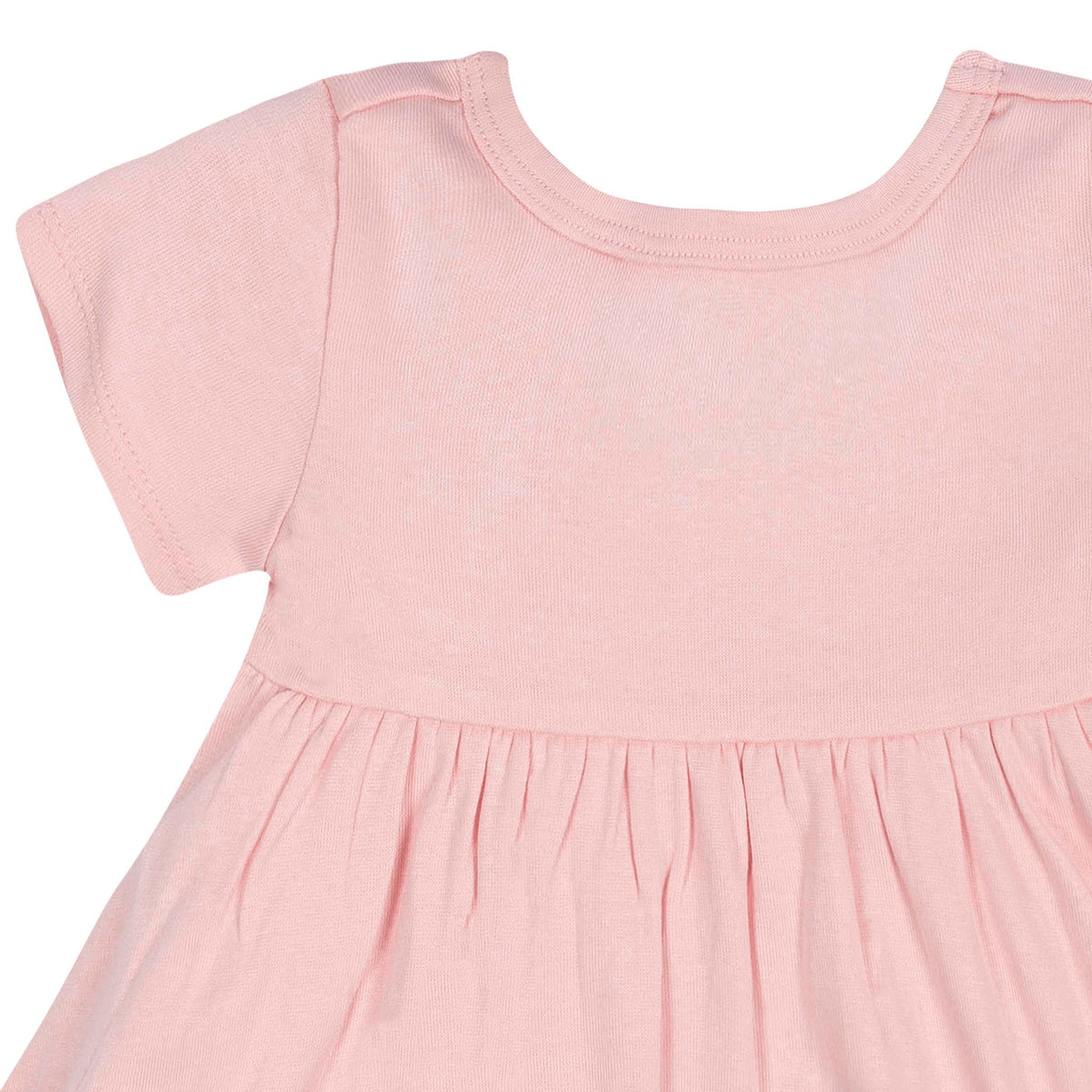 2-Pack Baby Girls Pink Floral Short Sleeve Dresses, close-up detail 4