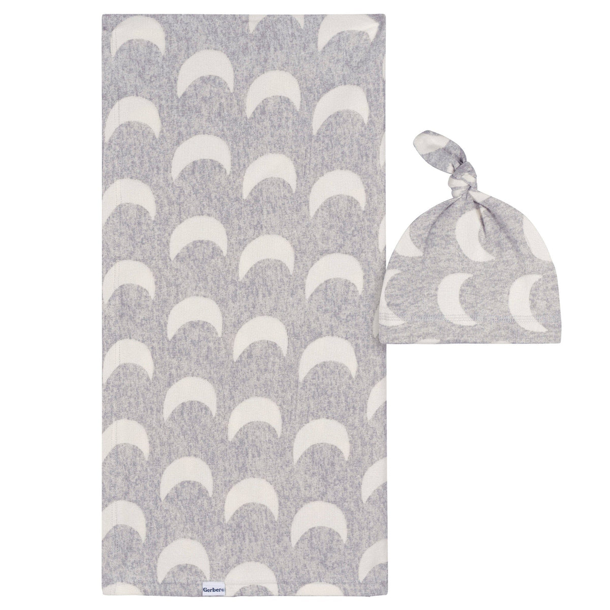 2-Piece Baby Neutral Moons Swaddle Blanket and Cap Set