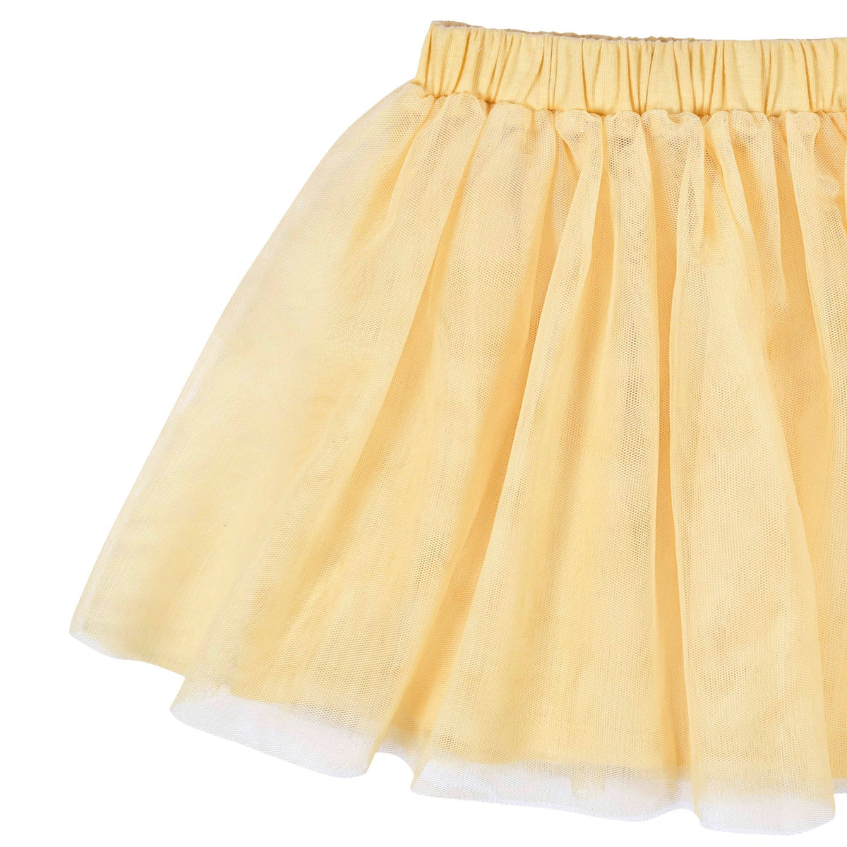 CASE of : 3-Piece Toddler Girls Yellow Roses French Terry Top, Tulle Tutu, & Legging Set, close-up detail 2