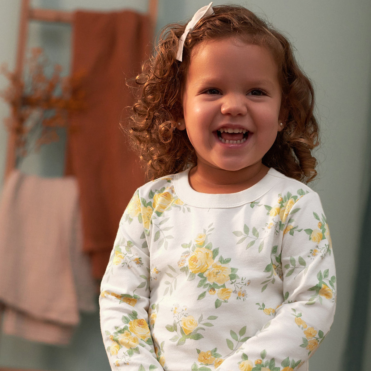CASE of : 3-Piece Toddler Girls Yellow Roses French Terry Top, Tulle Tutu, & Legging Set, lifestyle photo 1