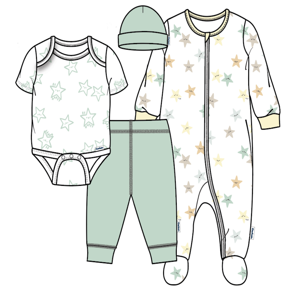 4-Piece Baby Neutral Starry Smiles Set