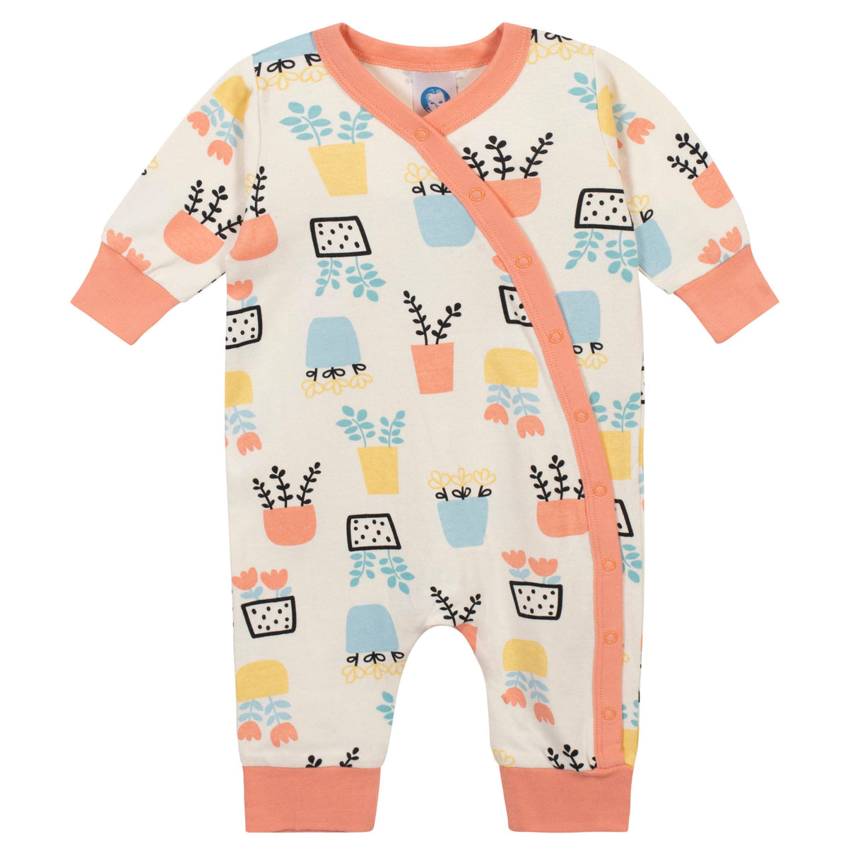 3-Piece Baby Girls Flower Pot Organic Coverall Set, additional view 3