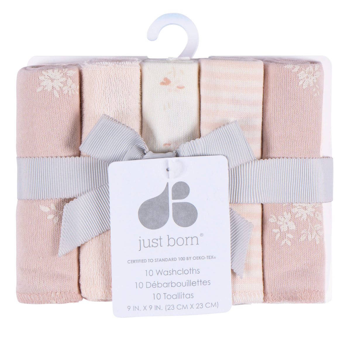 10-Pack Baby Girls Pink Terry Washcloths, view 3