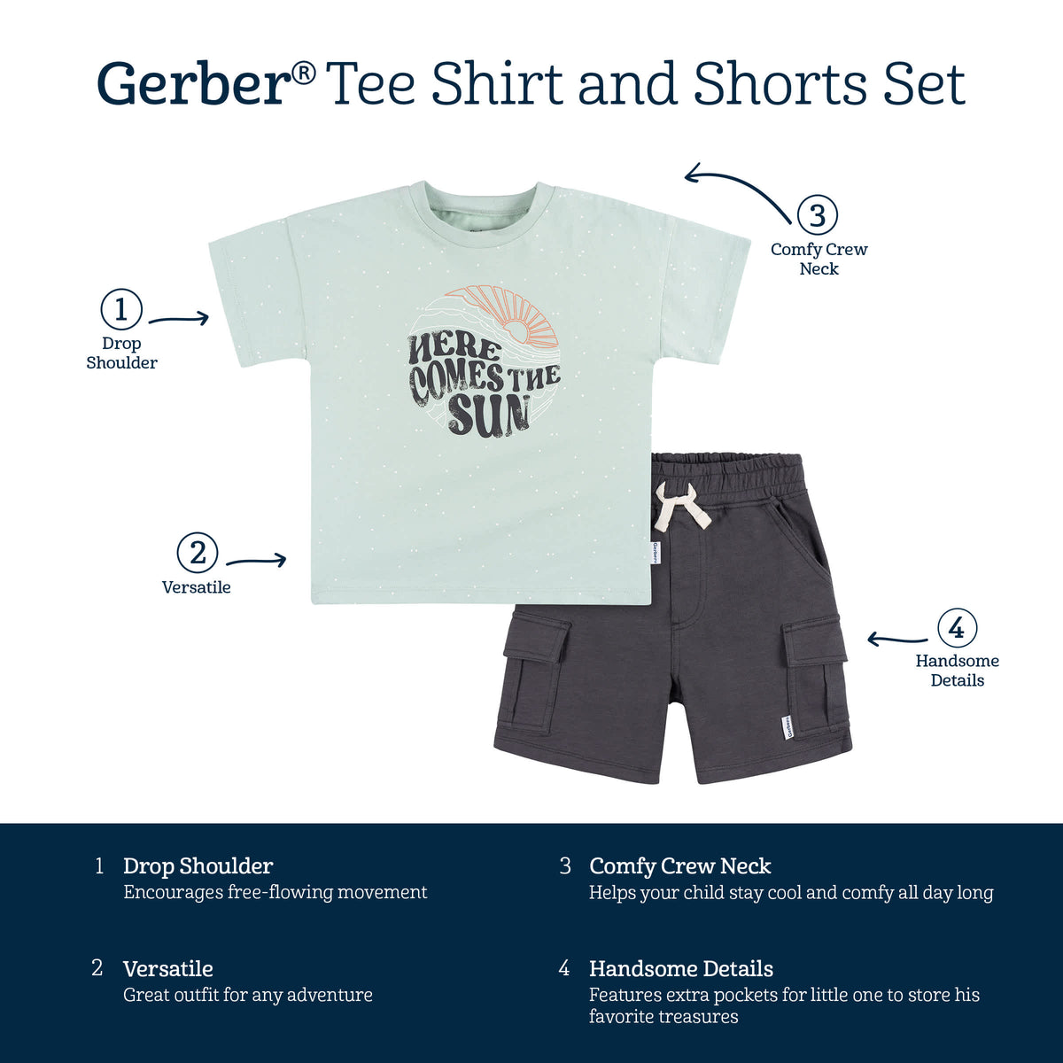 2-Piece Toddler Boys Sun Shirt & Shorts Set, view 6
