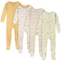 4-Pack Baby & Toddler Neutral Safari Snug-Fitting Footed Pajamas