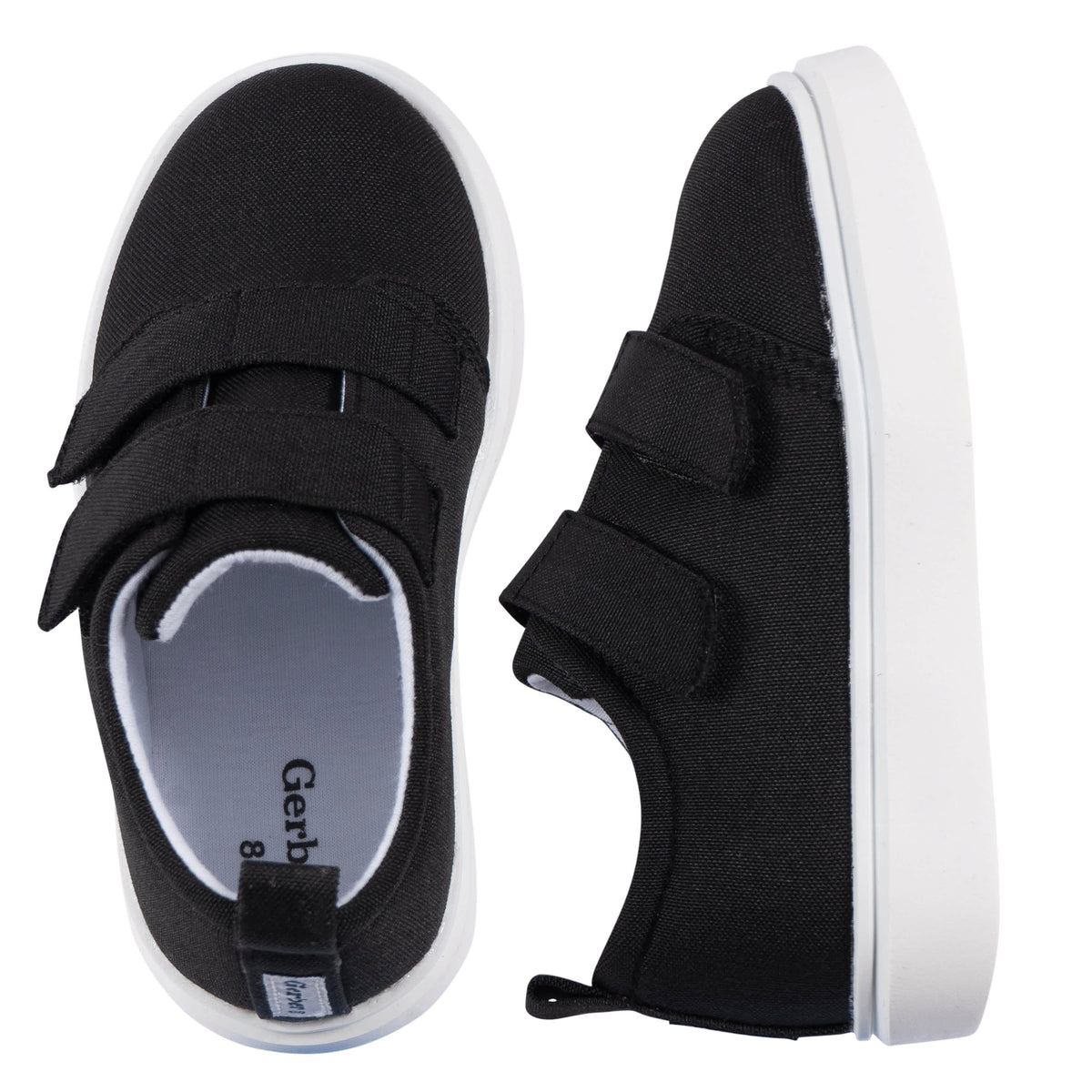 Baby Neutral Black Hook & Loop Sneaker, view 3