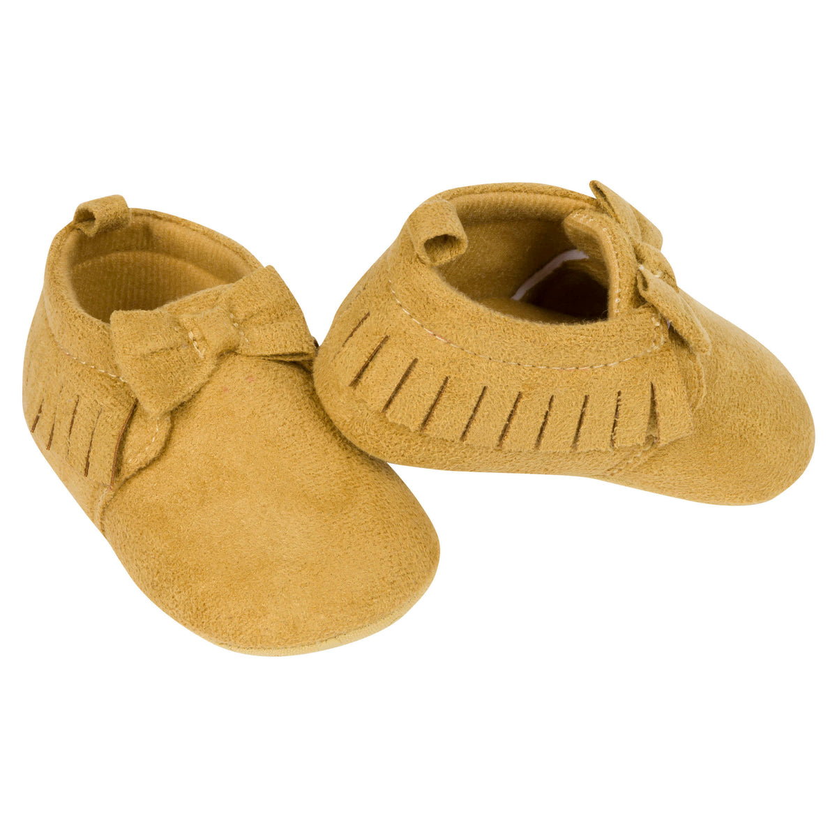 Baby Girls Taupe Fringe Faux Suede Shoes