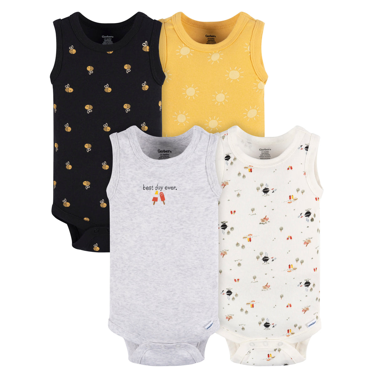 4-Pack Baby Boys Backyard Bbq Onesies Bodysuits