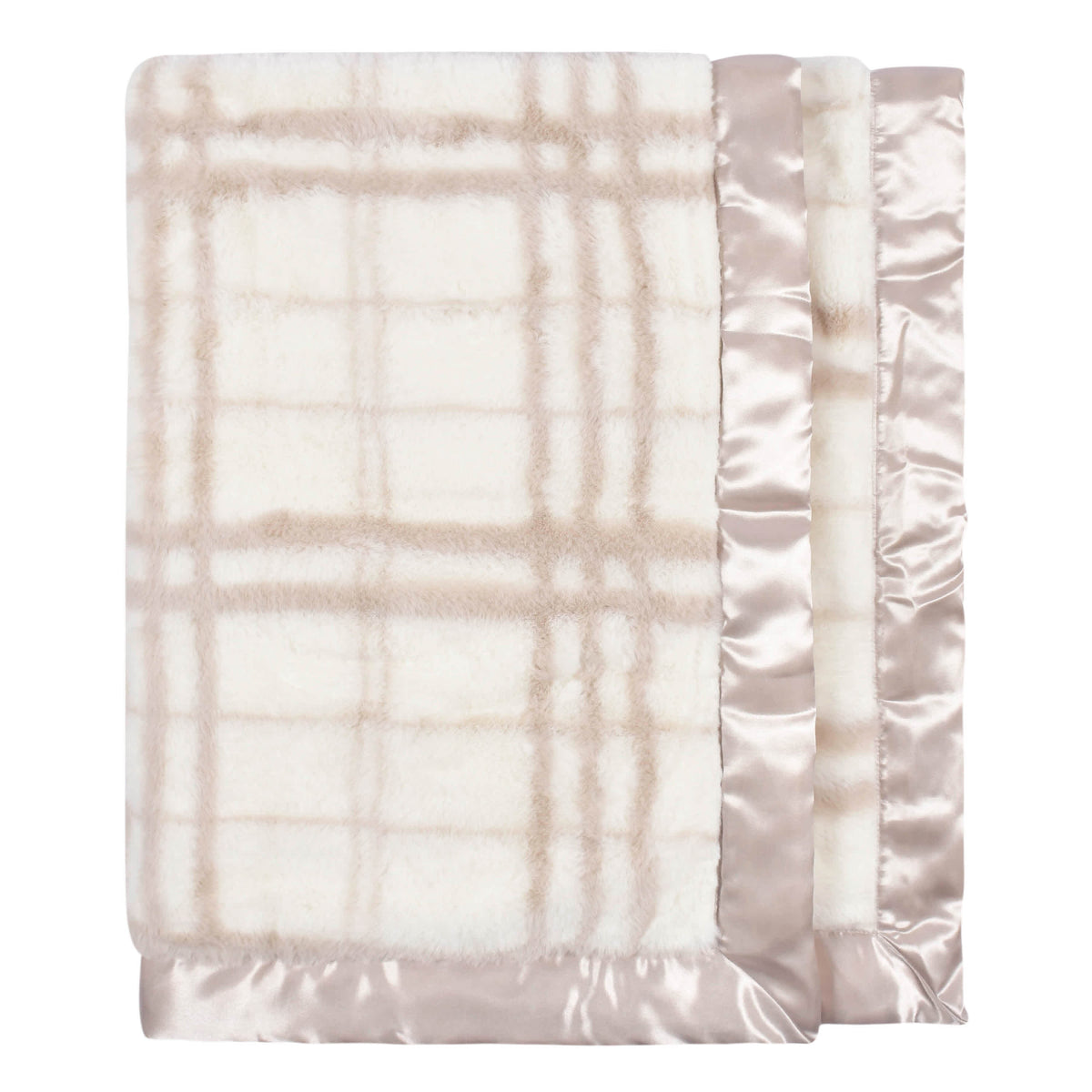 Baby Neutral Tan Plaid Plush Blanket