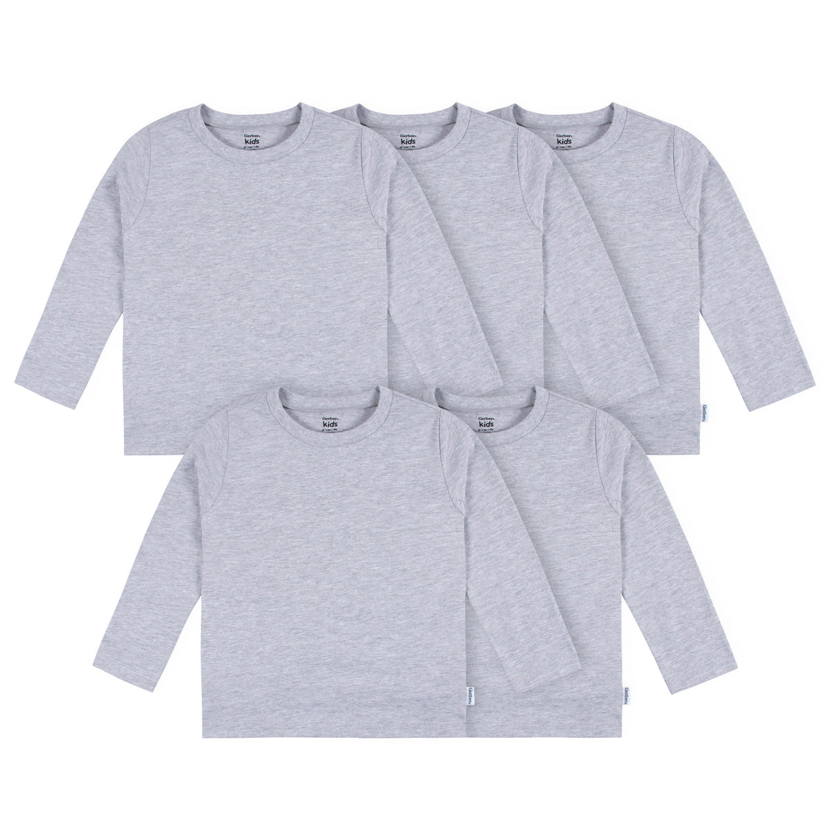 5-Pack Baby & Toddler Grey Heather Premium Long Sleeve T-Shirts