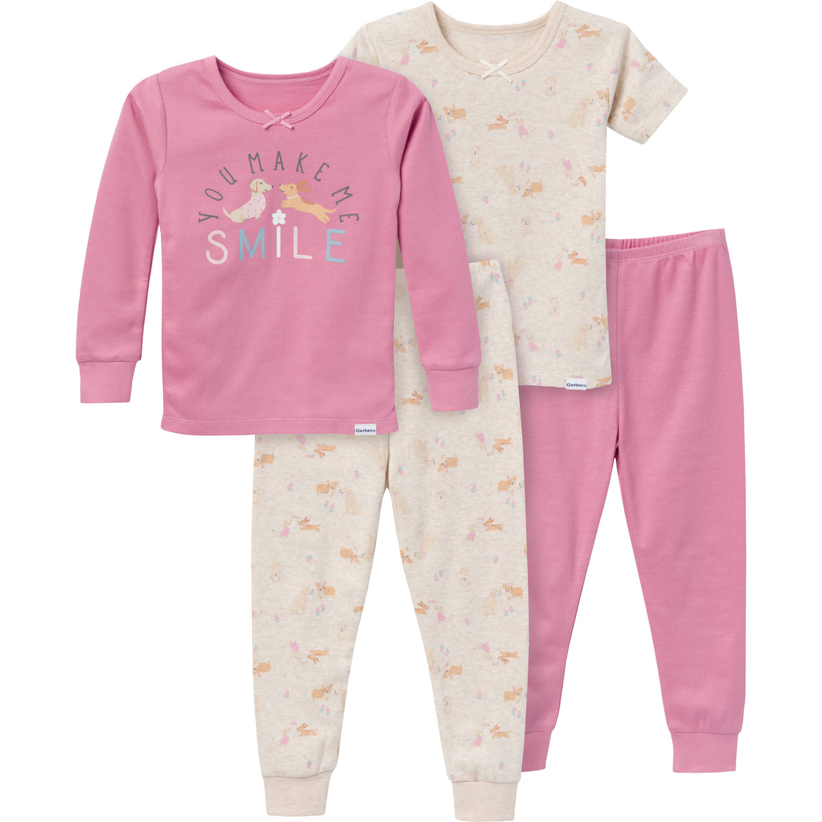 4-Piece Baby & Toddler Girls Dogs Pajamas Set