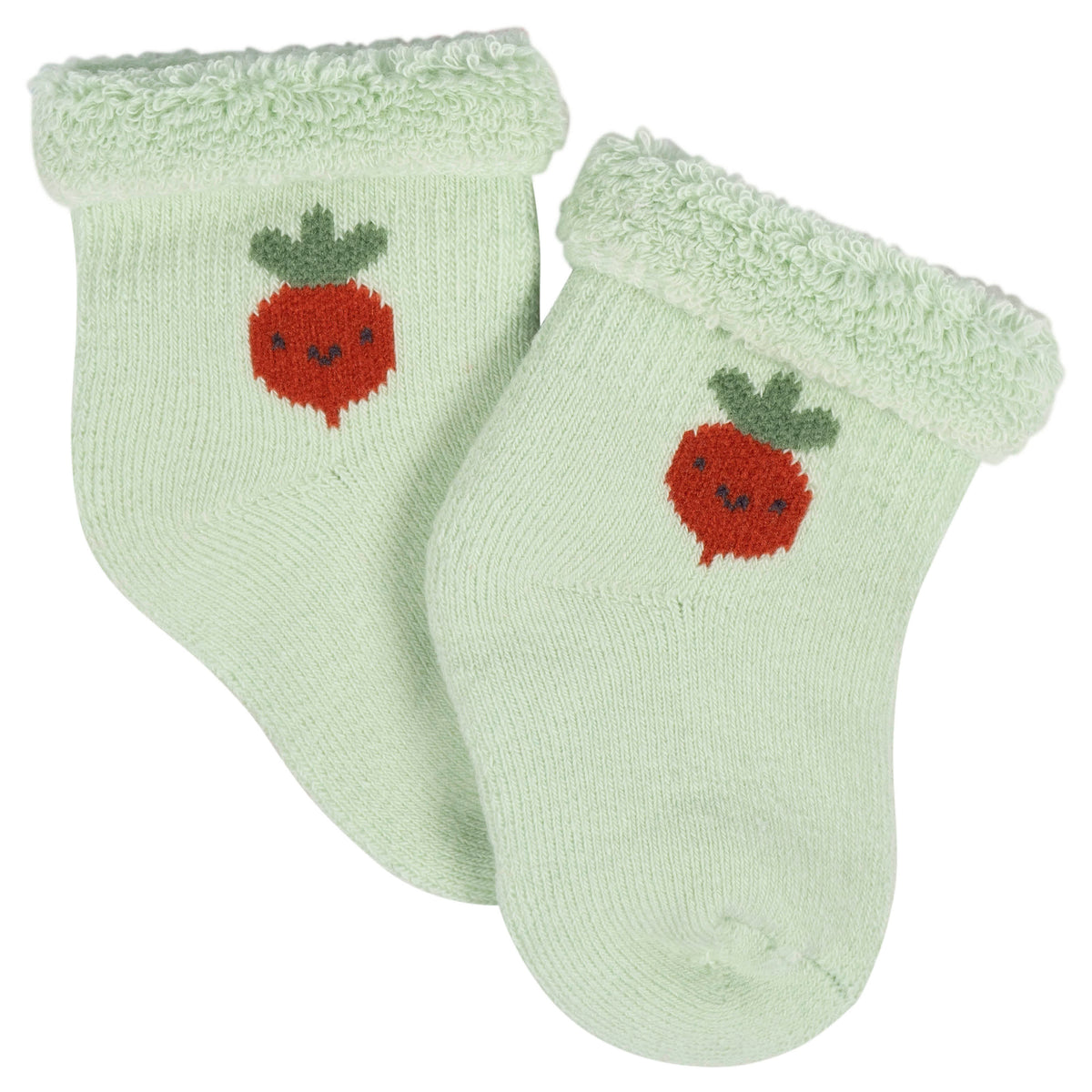 12-Pack Baby Neutral Happy Veggies Terry Wiggle Proof Socks, view 2