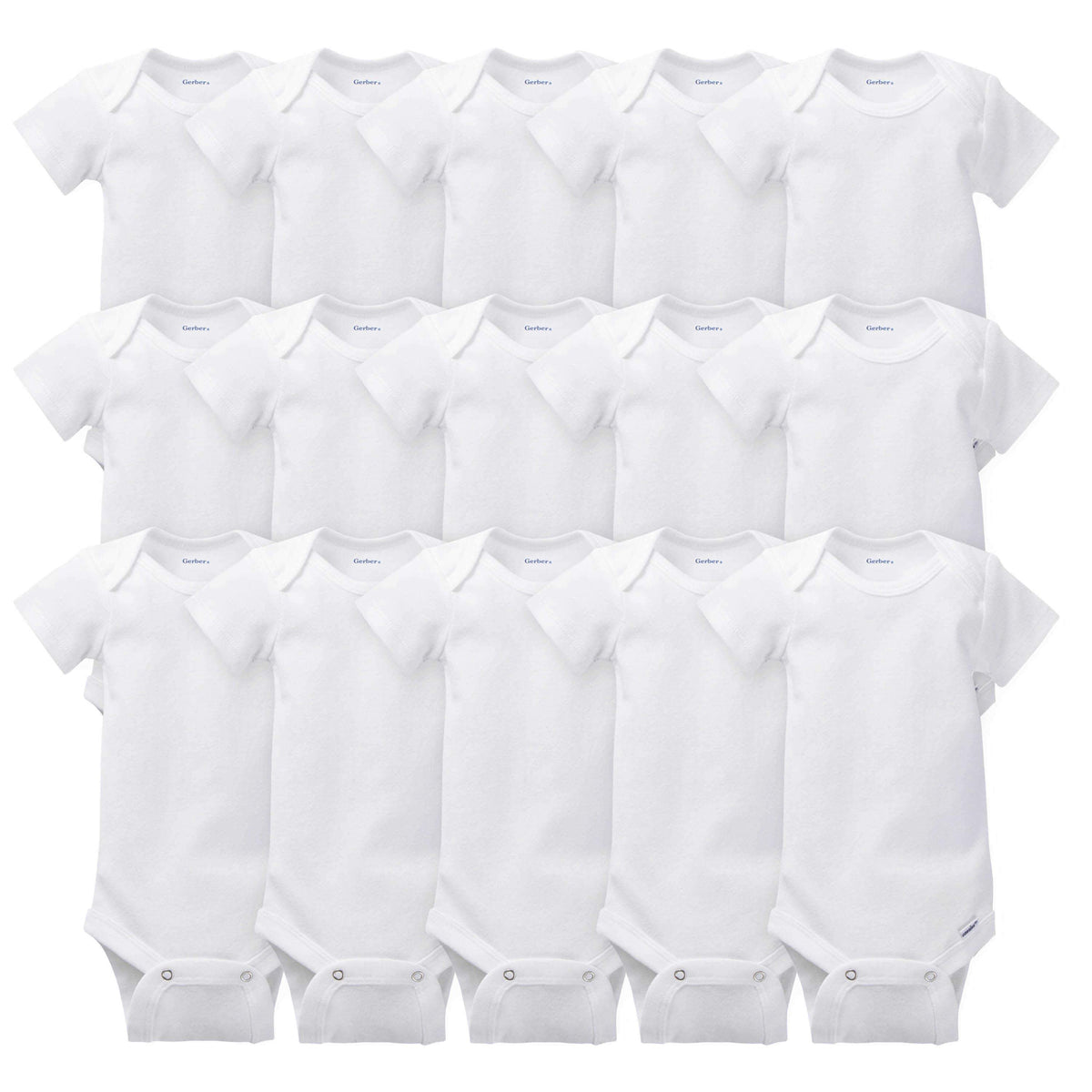 15-Pack White Short Sleeve Onesies Bodysuits