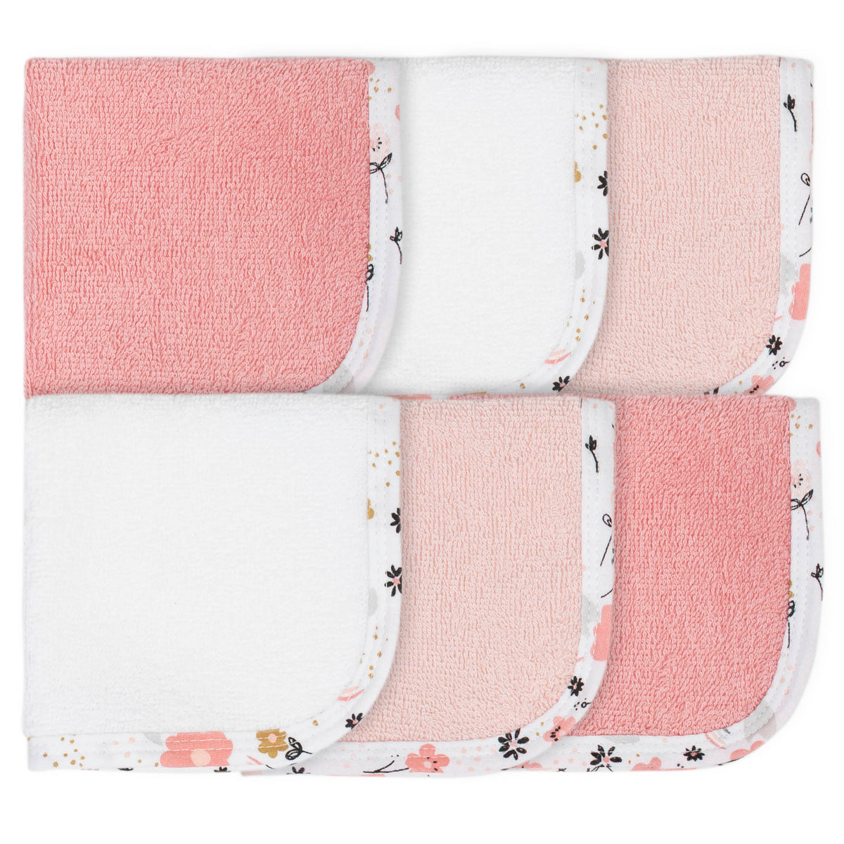 6-Pack Baby Girls Bear Washcloths