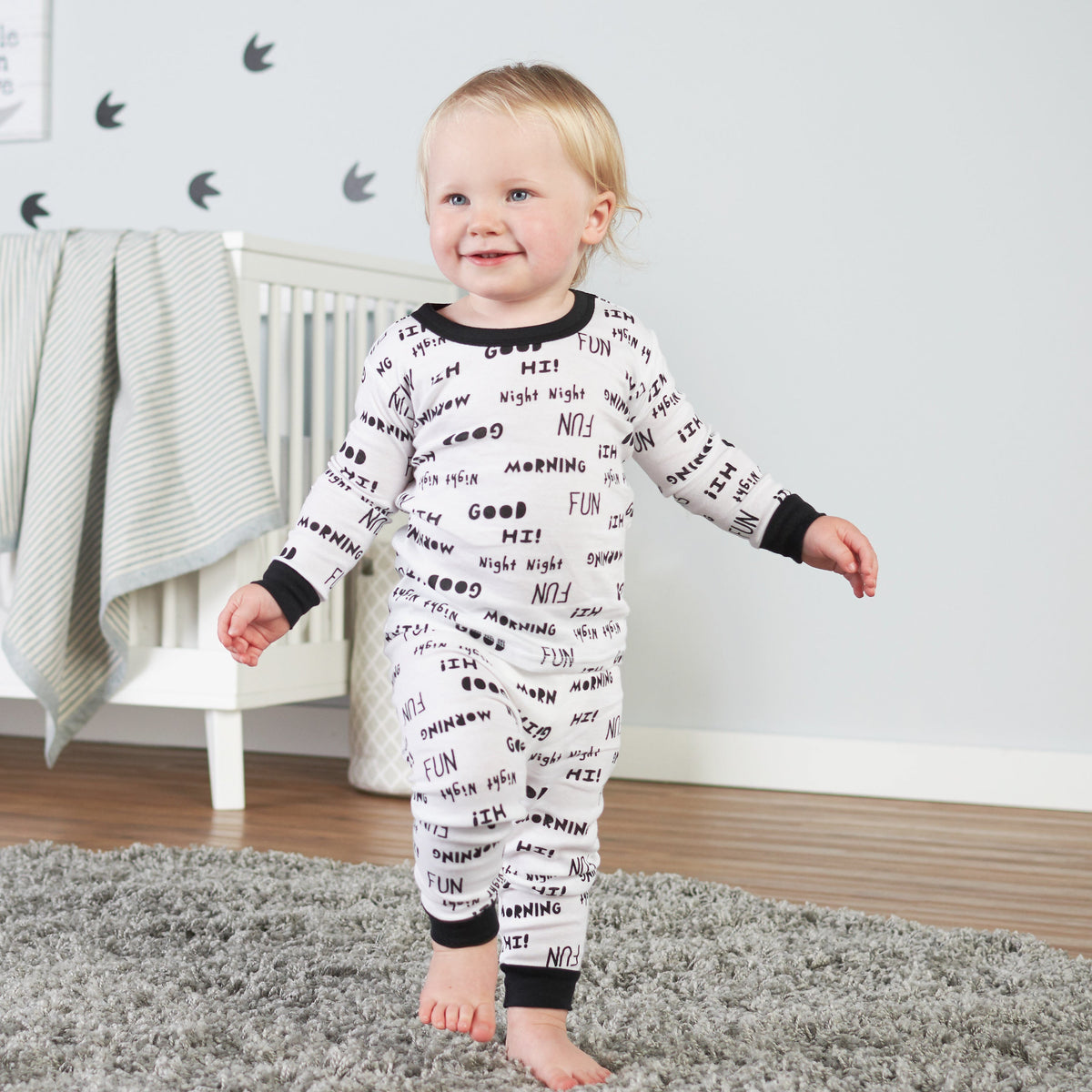 2-Pack Organic Baby Boys Text Snug Fit Footed Pajamas, view 4