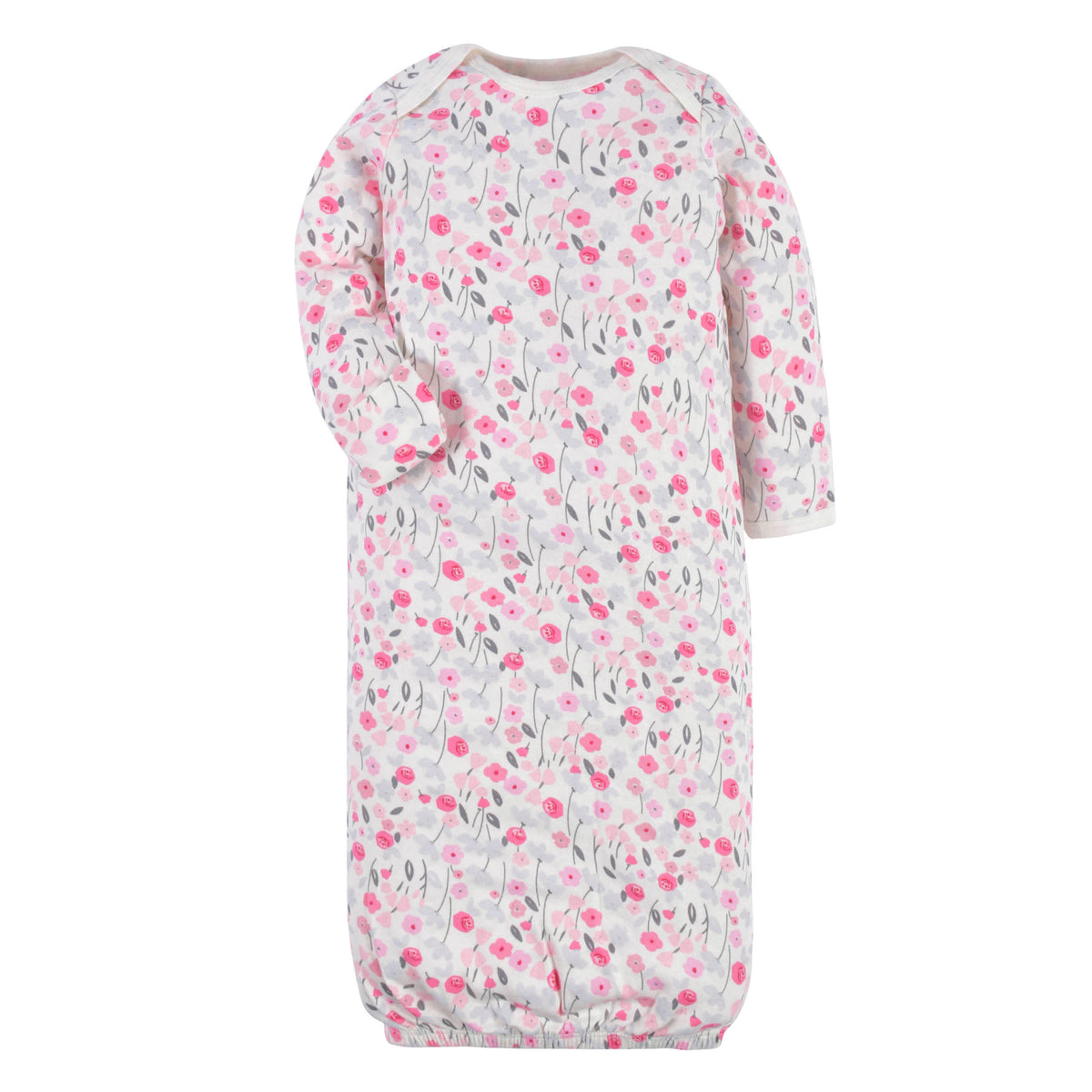 2-Piece Baby Girls Floral Gown & Cap Set, view 2