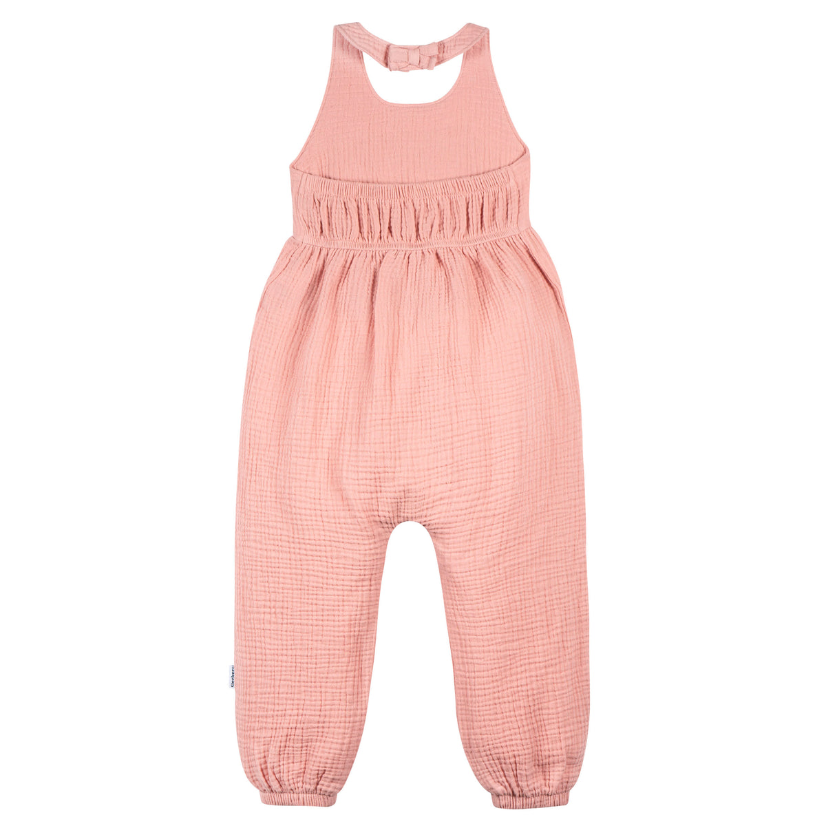 Toddler Girls Rose Pink Halter Romper, view 2