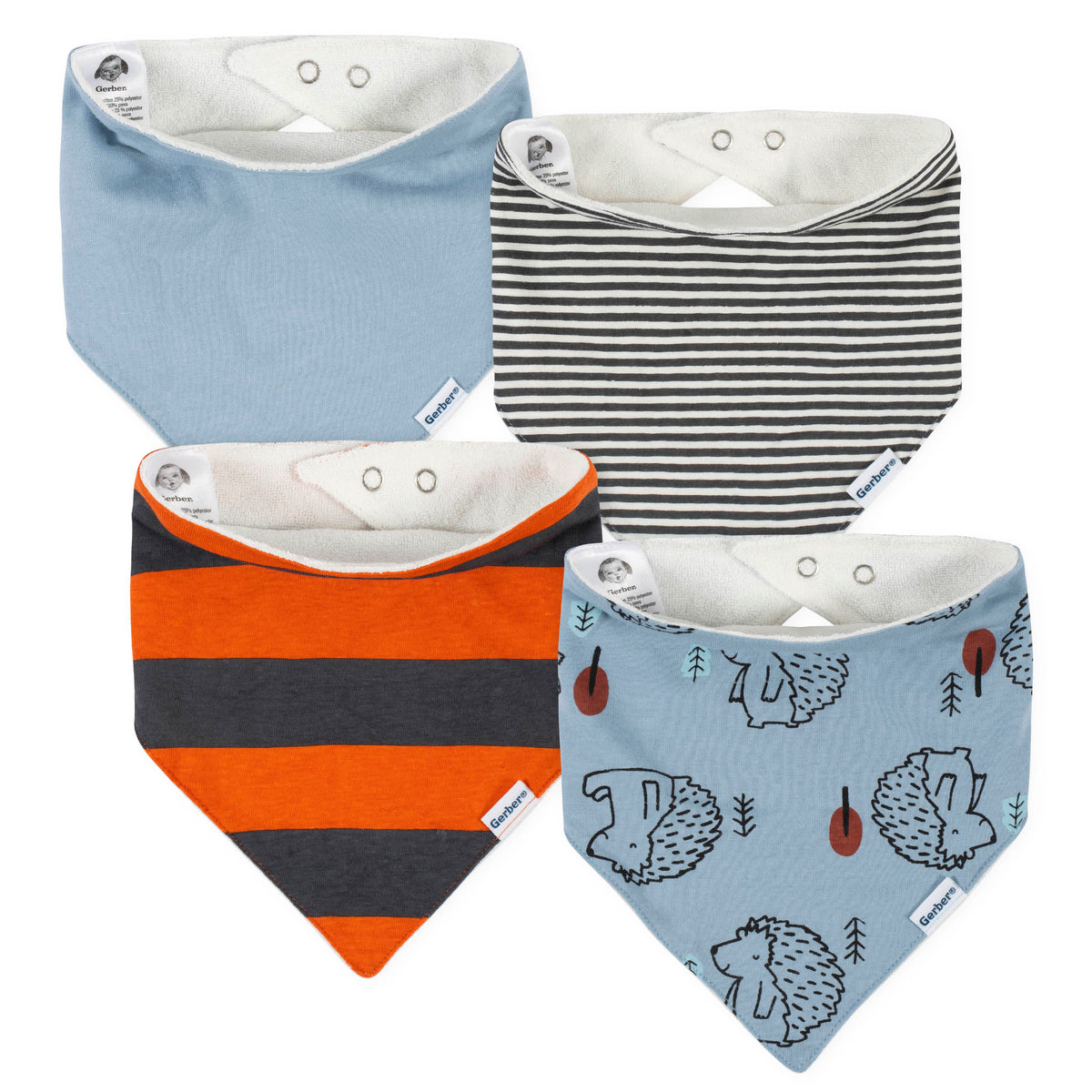 4-Pack Baby Boys Fox Bandana Bibs
