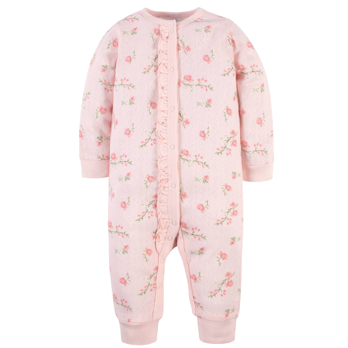 2-Piece Baby Girls Floral Coverall & Headband Set, view 3