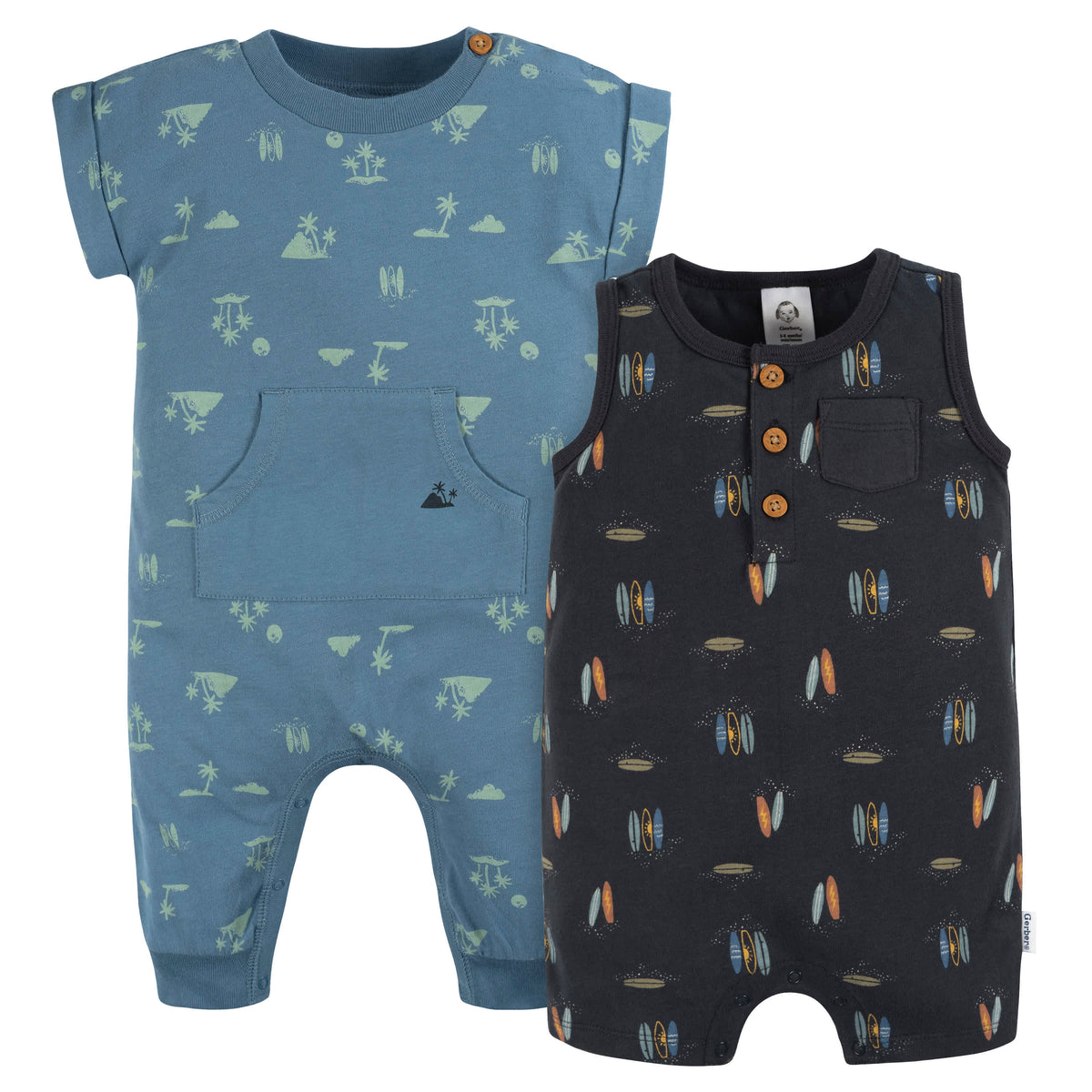 2-Pack Baby Boys Surfing Romper