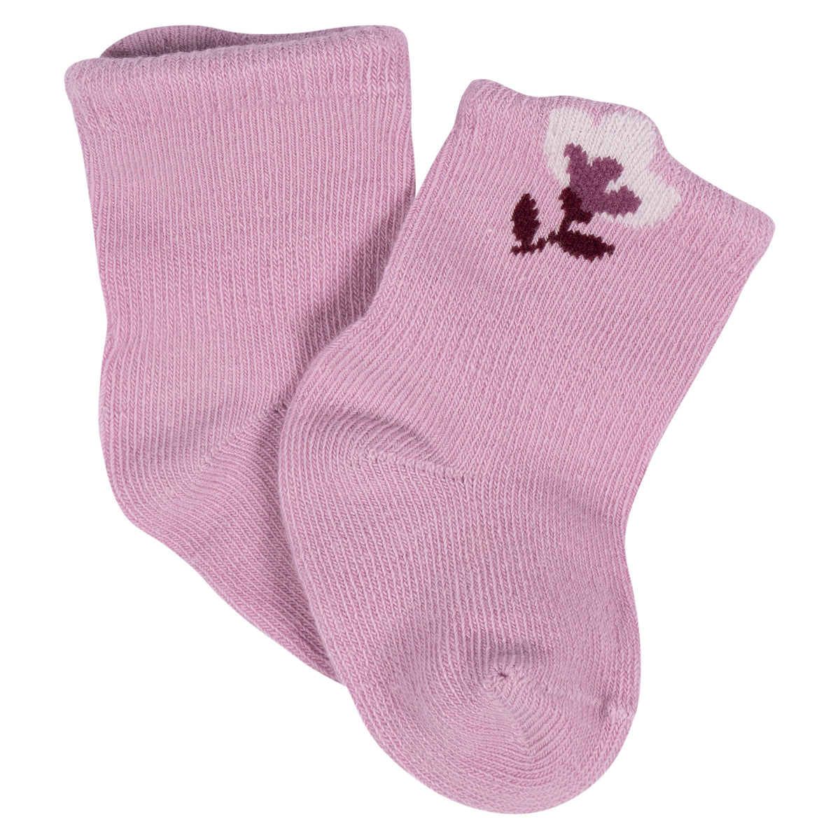 8-Pack Baby Girls Lavender Garden Jersey Wiggle Proof Socks, view 3