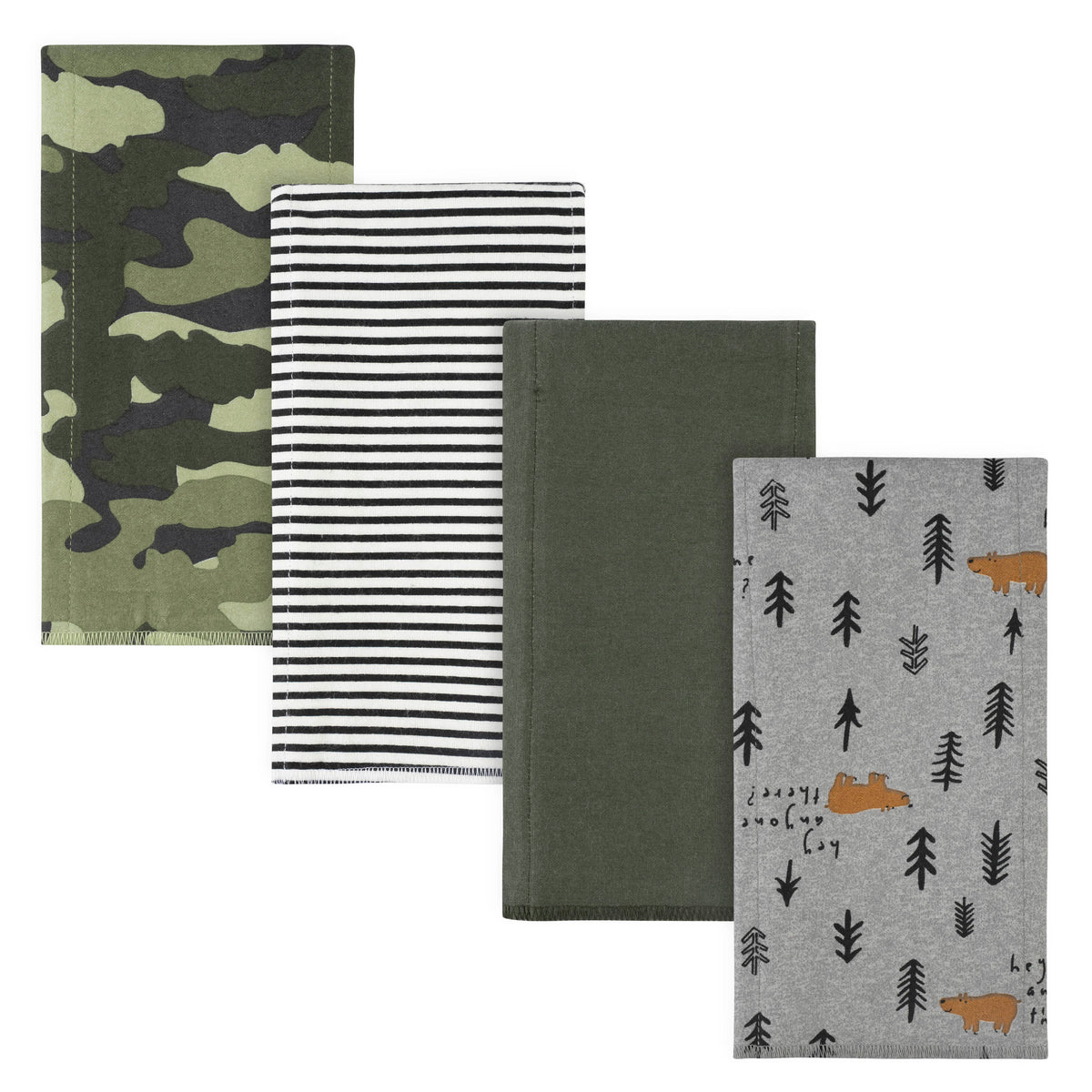 4-Pack Baby Boys Bear Flannel Burp Cloths