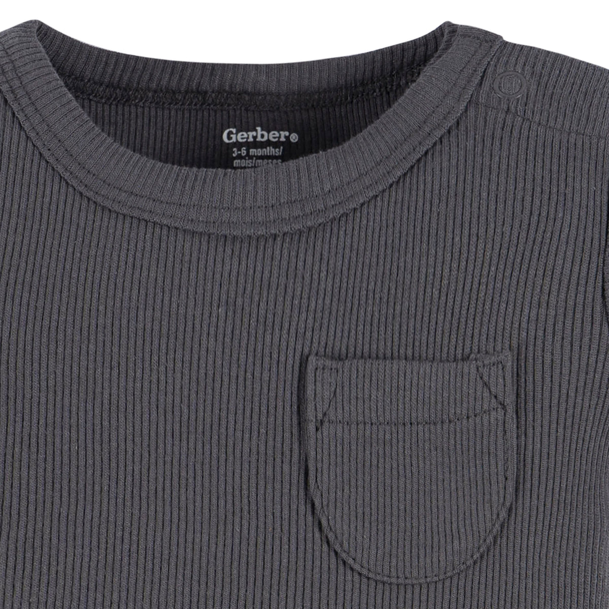 2-Piece Baby Boys Dark Grey Bodysuit and Shorts Set, view 3