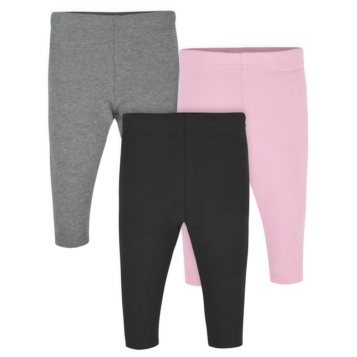 3-Pack Baby and Toddler Girls Pink & Black Premium Leggings