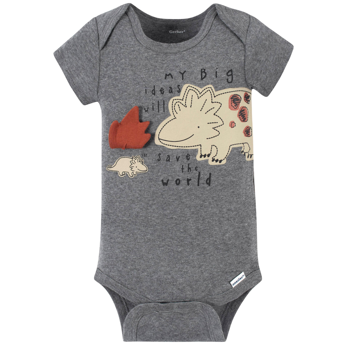 4-Pack Baby Boys Dino Short Sleeve Onesies Bodysuits, view 2