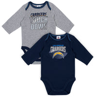 Baby Boys Los Angeles Chargers Long Sleeve Bodysuits, 2-pack