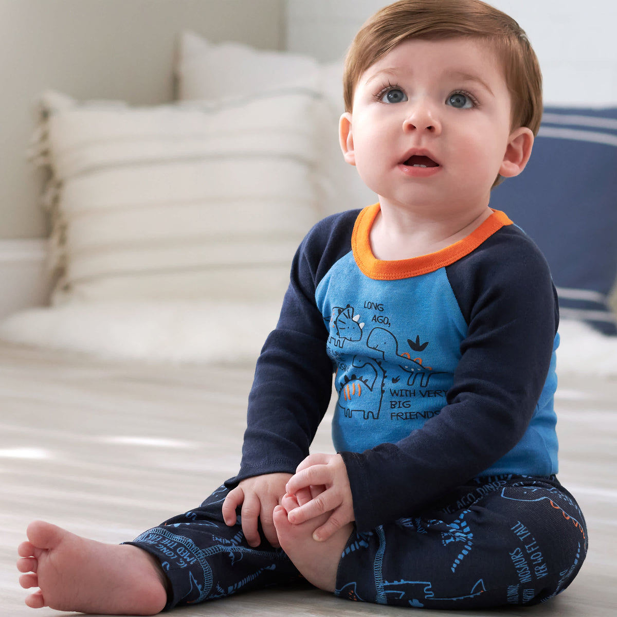 3-Piece Baby Boys Dinosaur Onesies Bodysuit, Pant, & Cap Set, view 2