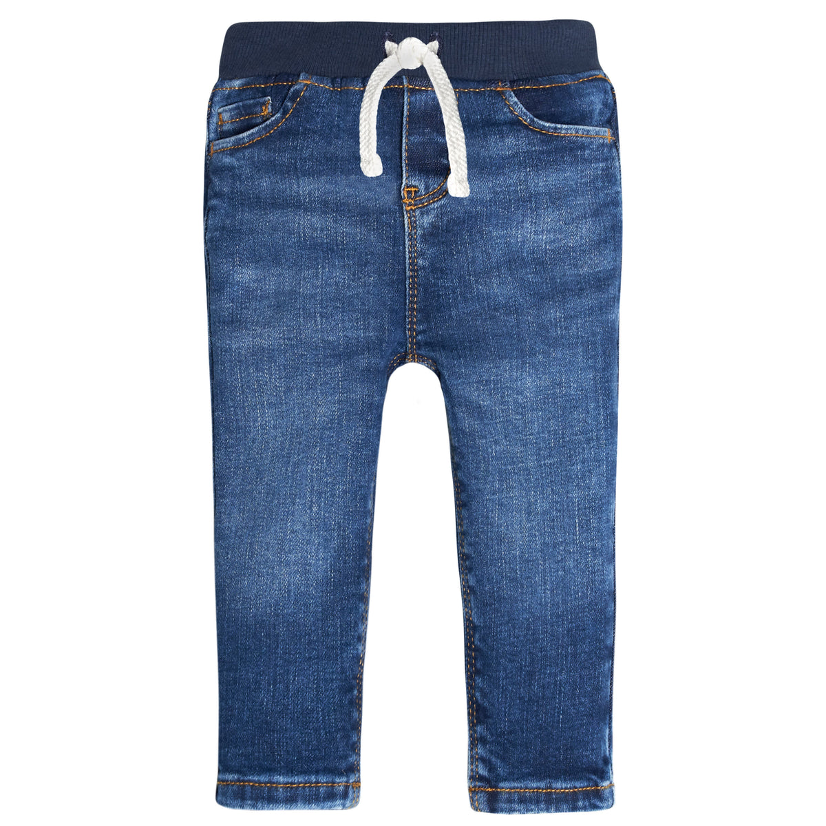 Baby Neutral Blue Rib Waist Skinny Jeans, view 2