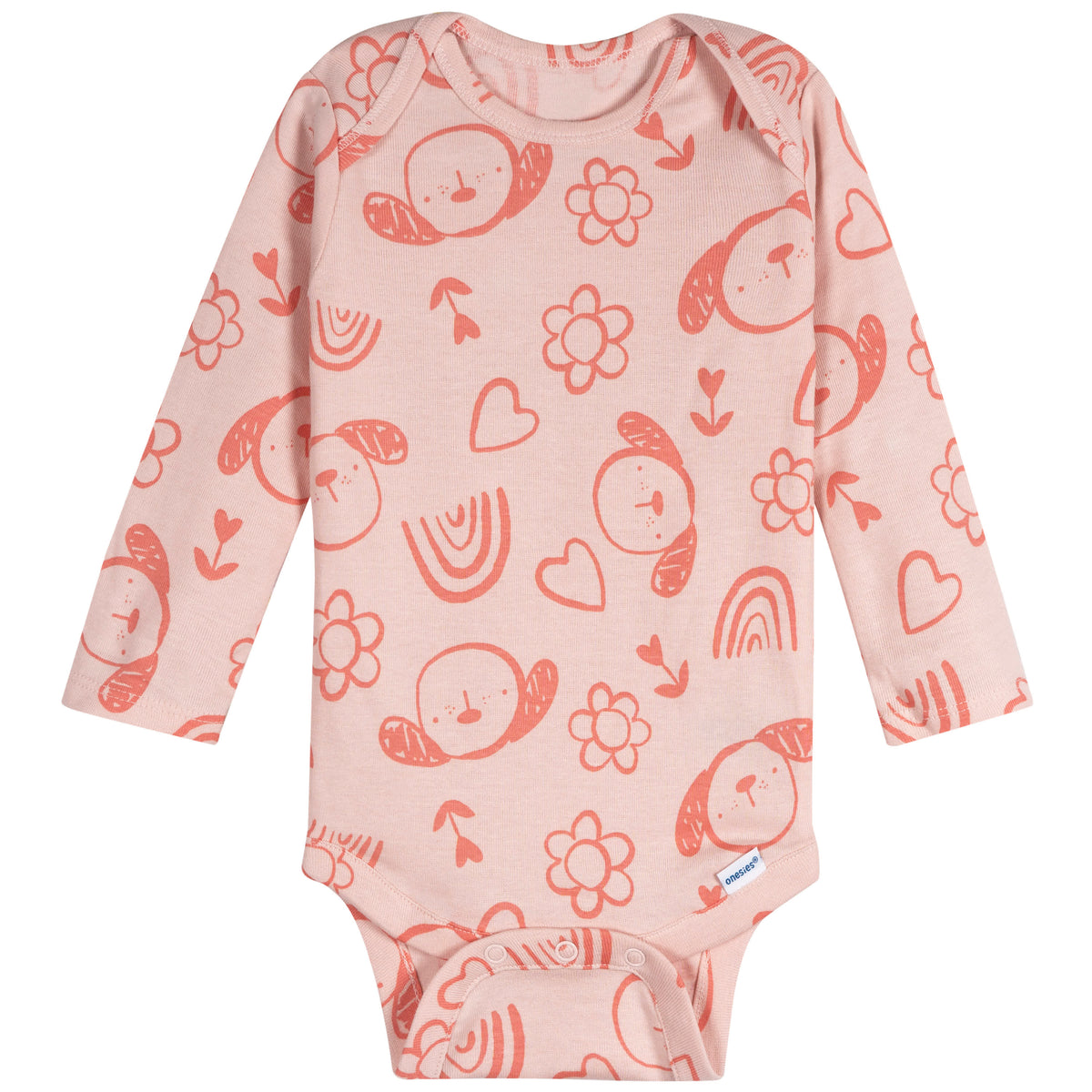 6-Pack Baby Girls Puppies Long Sleeve Onesies Bodysuits, view 6