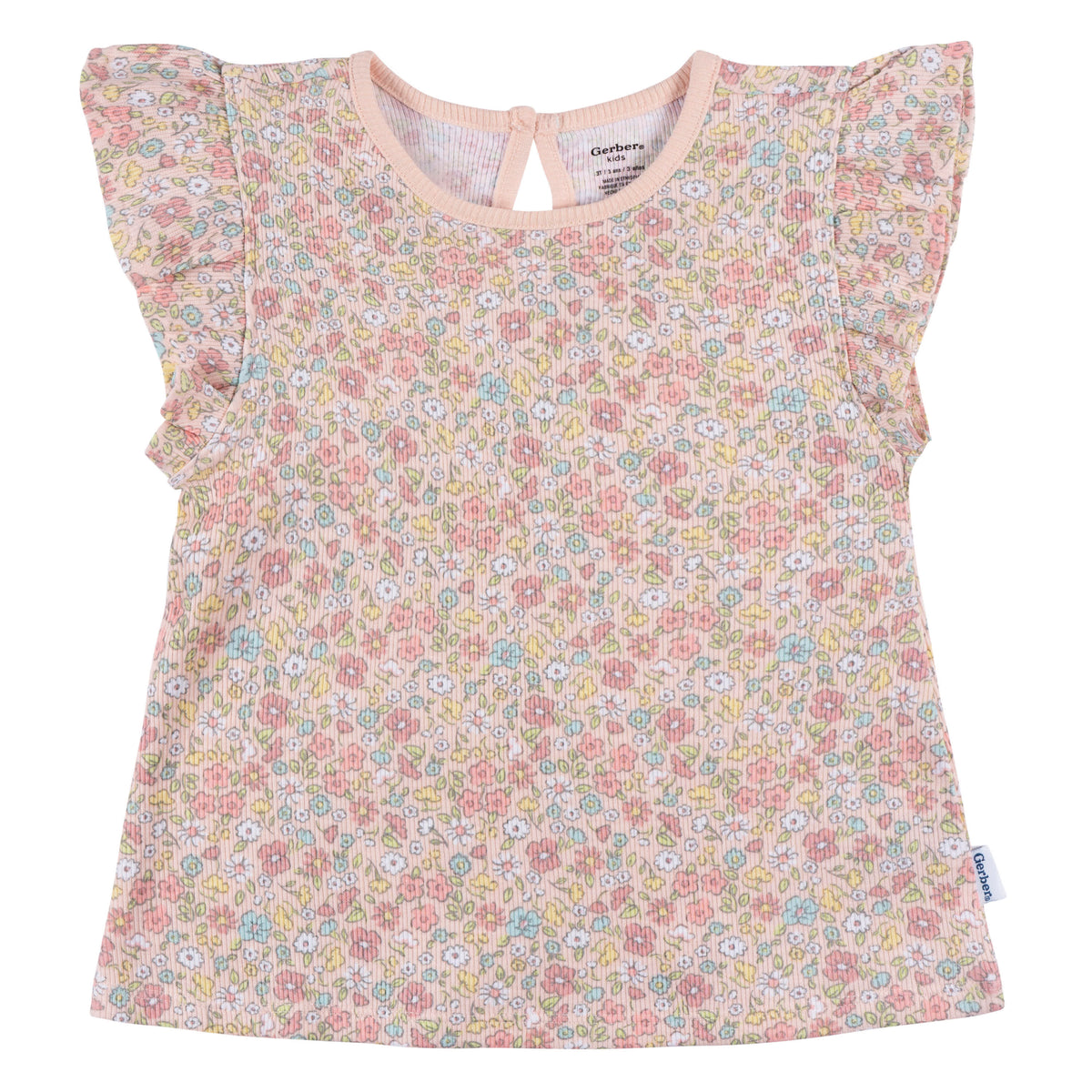 3-Piece Infant & Toddler Girls Pink Floral Shirt and Shorts Set, view 2