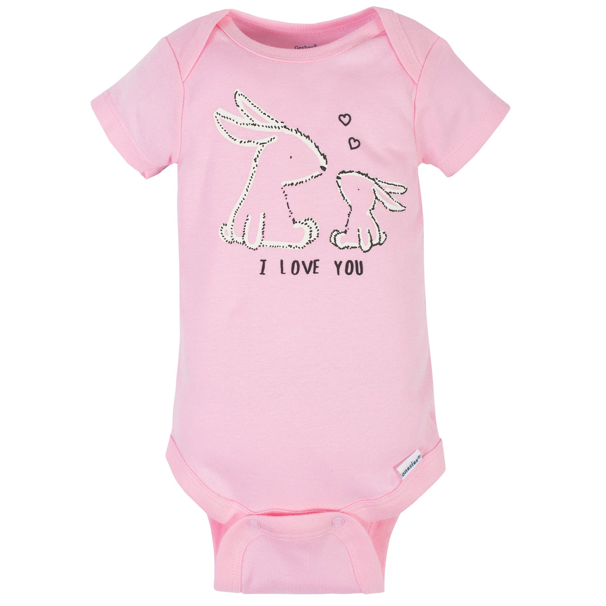 3-Pack Baby Girls Love Short Sleeve Onesies Brand Bodysuits, view 2